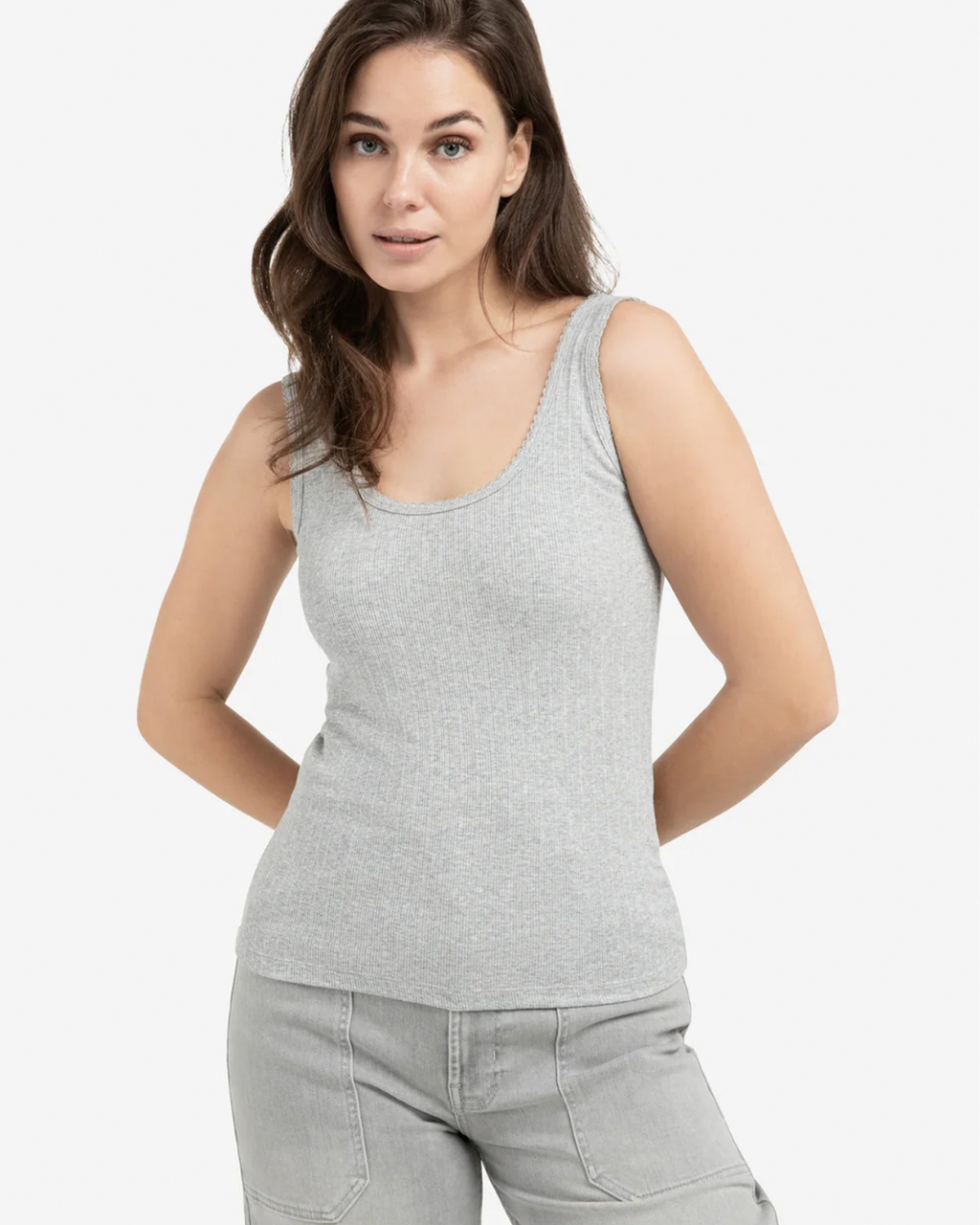 YAYA Rib Singlet with fancy edge
