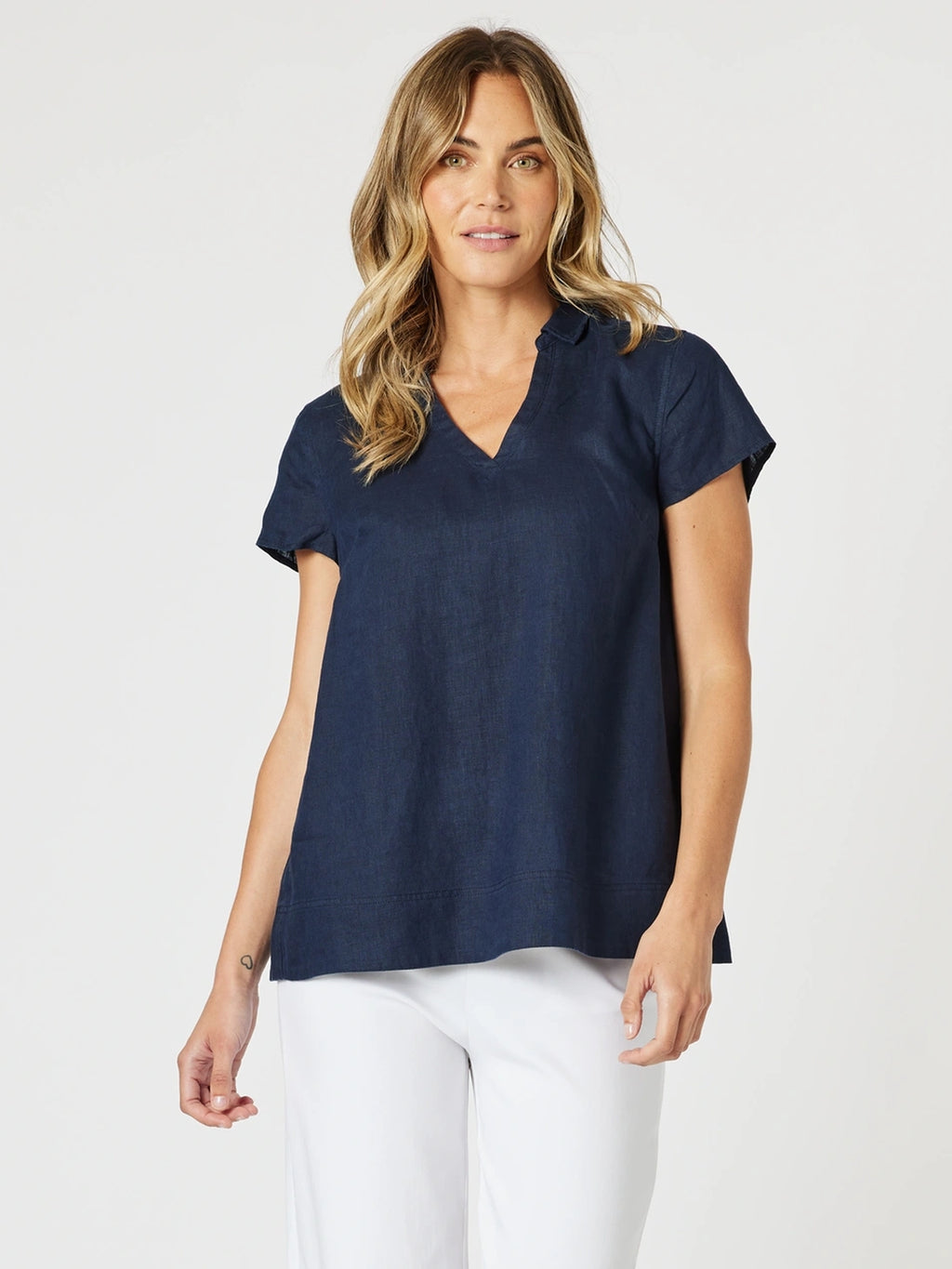 Gordon Smith Navy V-Neck Top