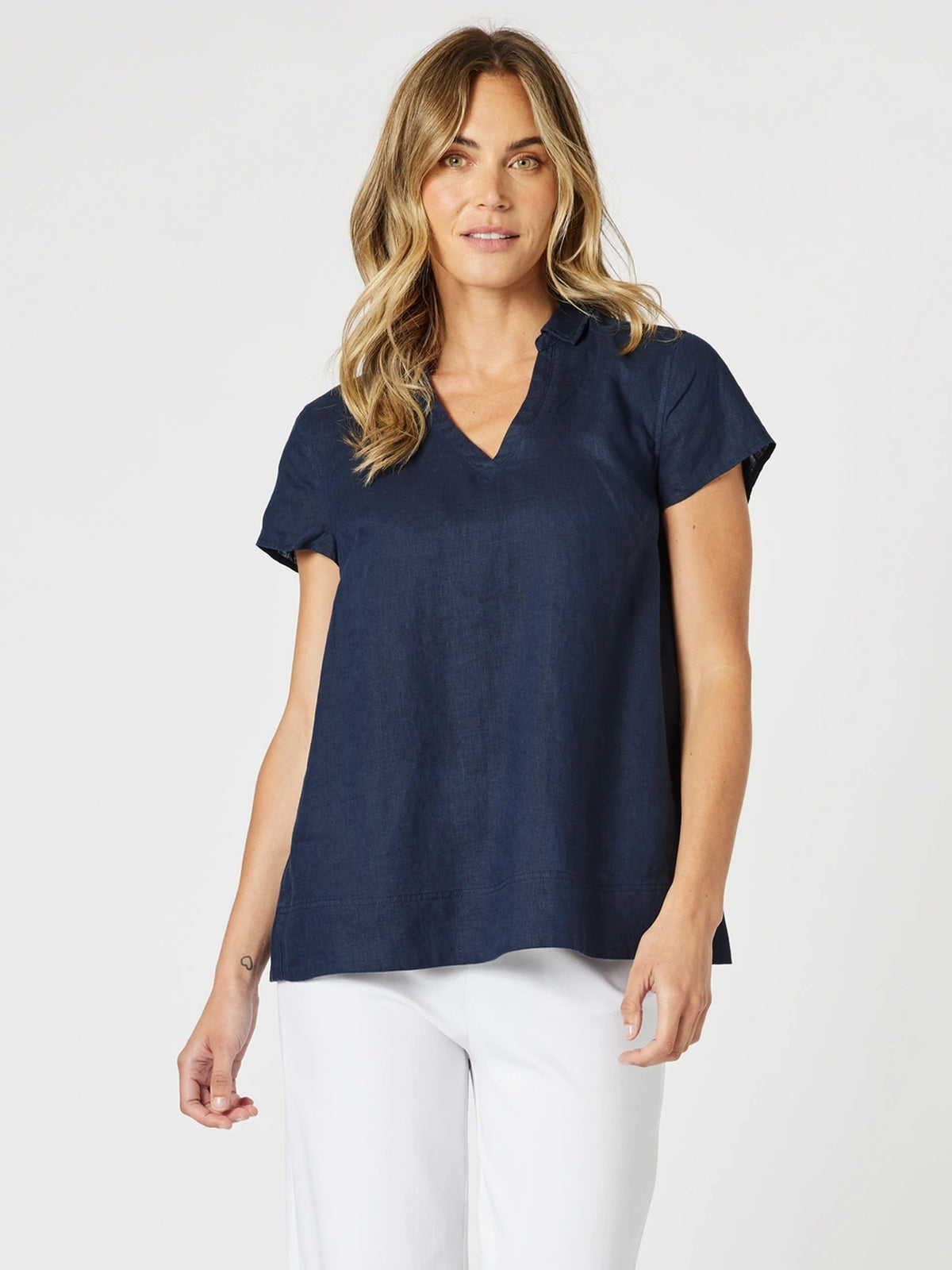 Gordon Smith Navy V-Neck Top