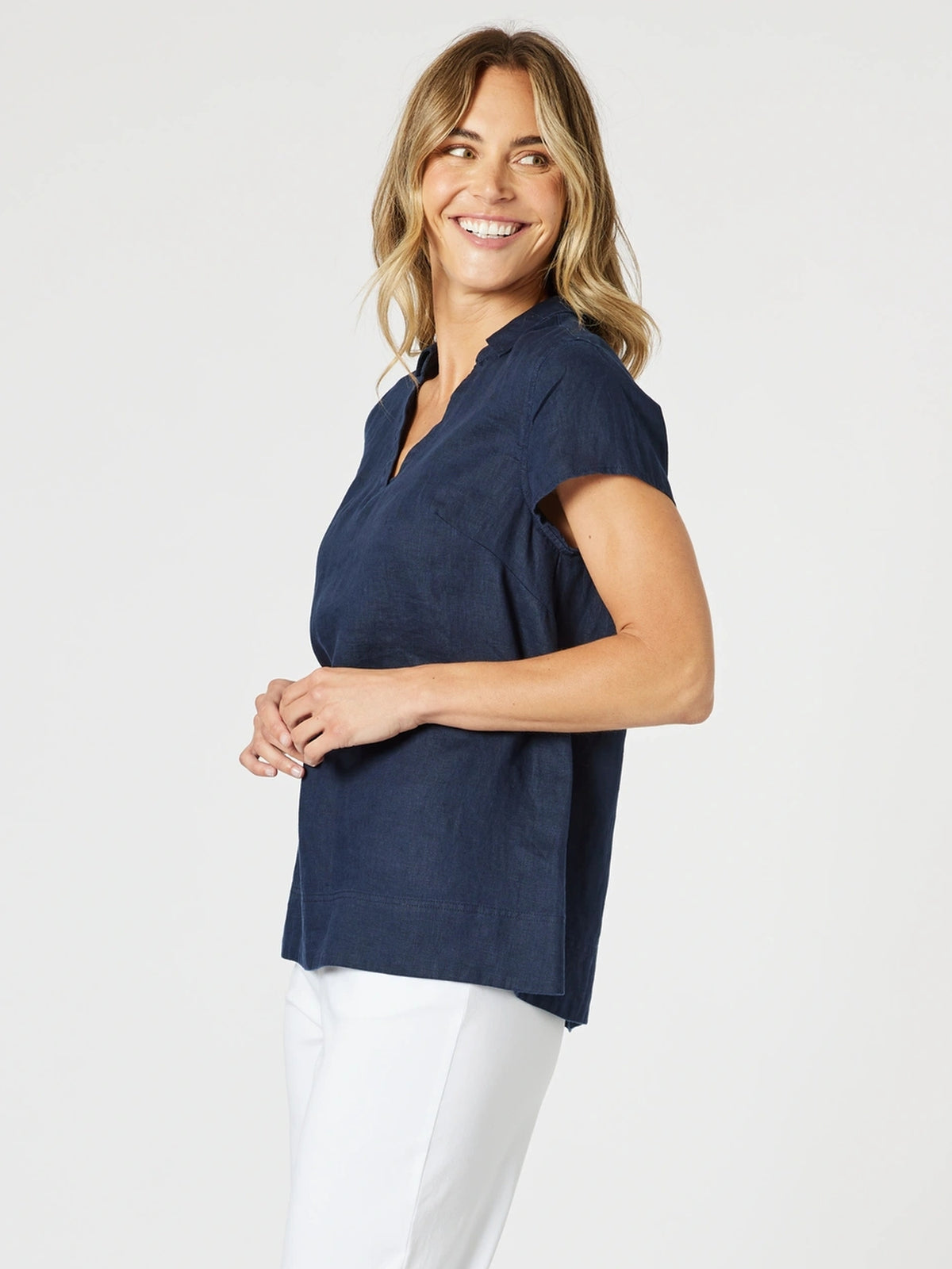 Gordon Smith Navy V-Neck Top