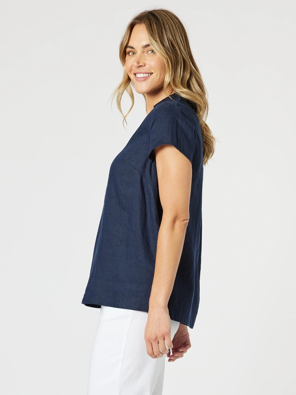 Gordon Smith Navy V-Neck Top