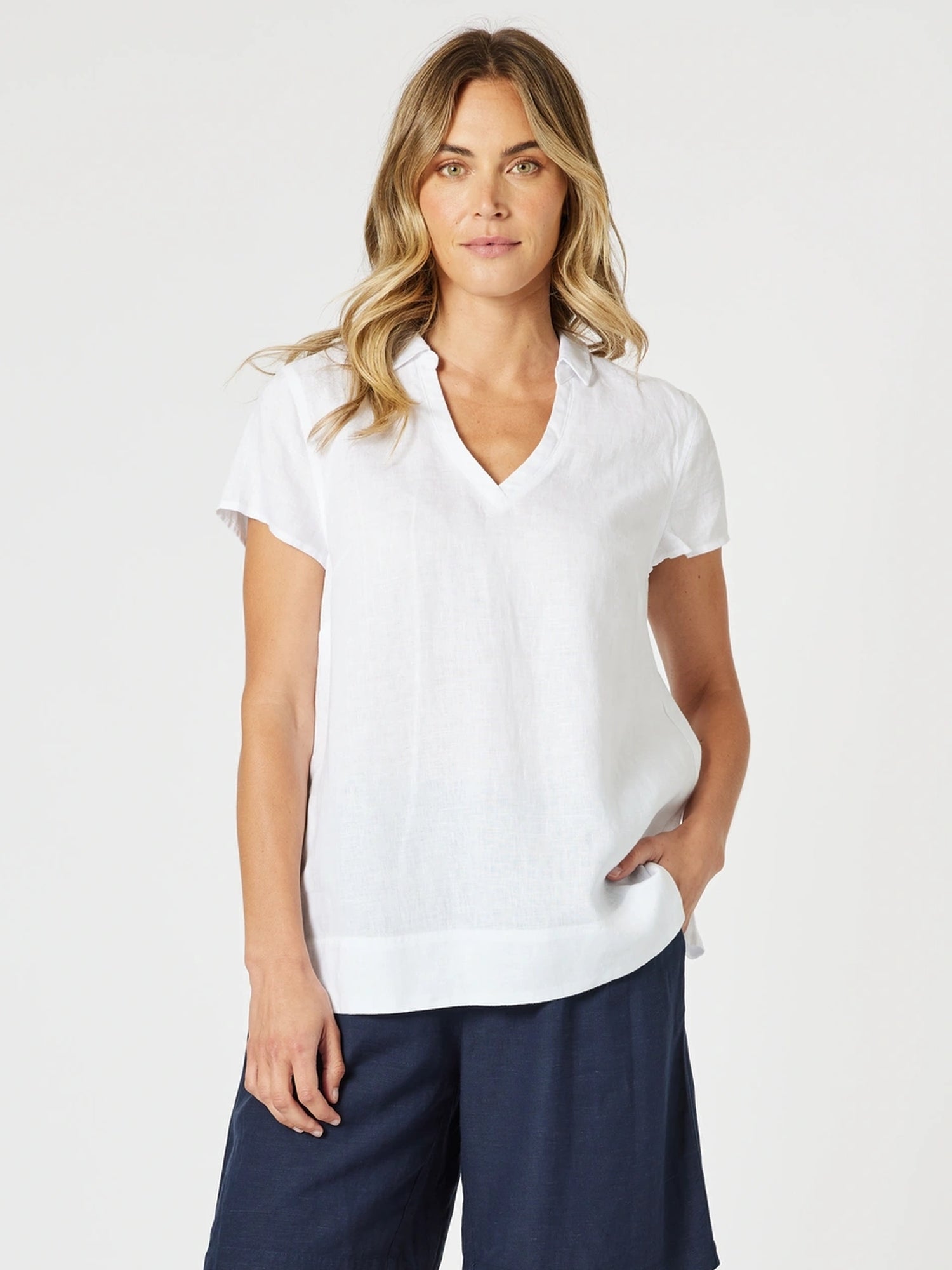Gordon Smith White V-Neck Top