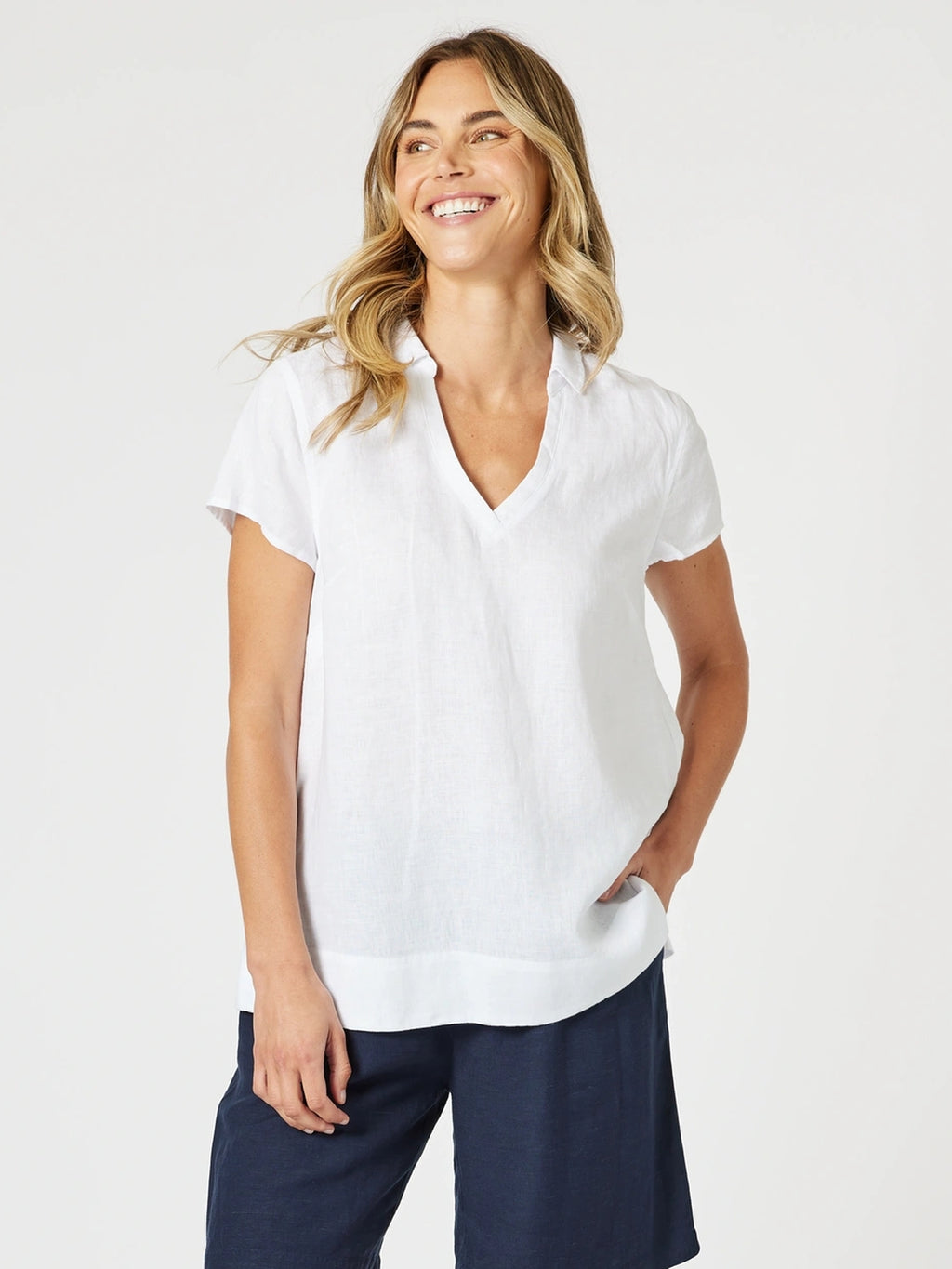 Gordon Smith White V-Neck Top