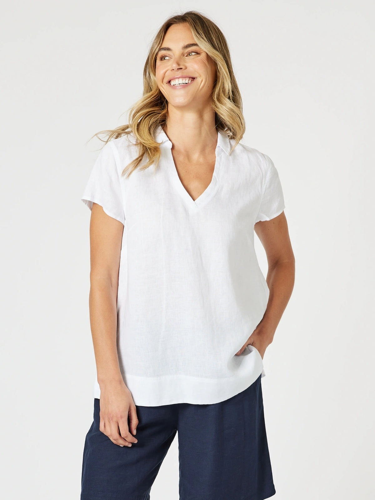 Gordon Smith White V-Neck Top