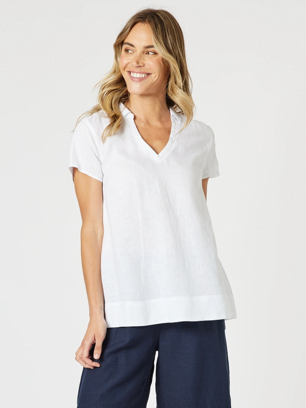 Gordon Smith White V-Neck Top