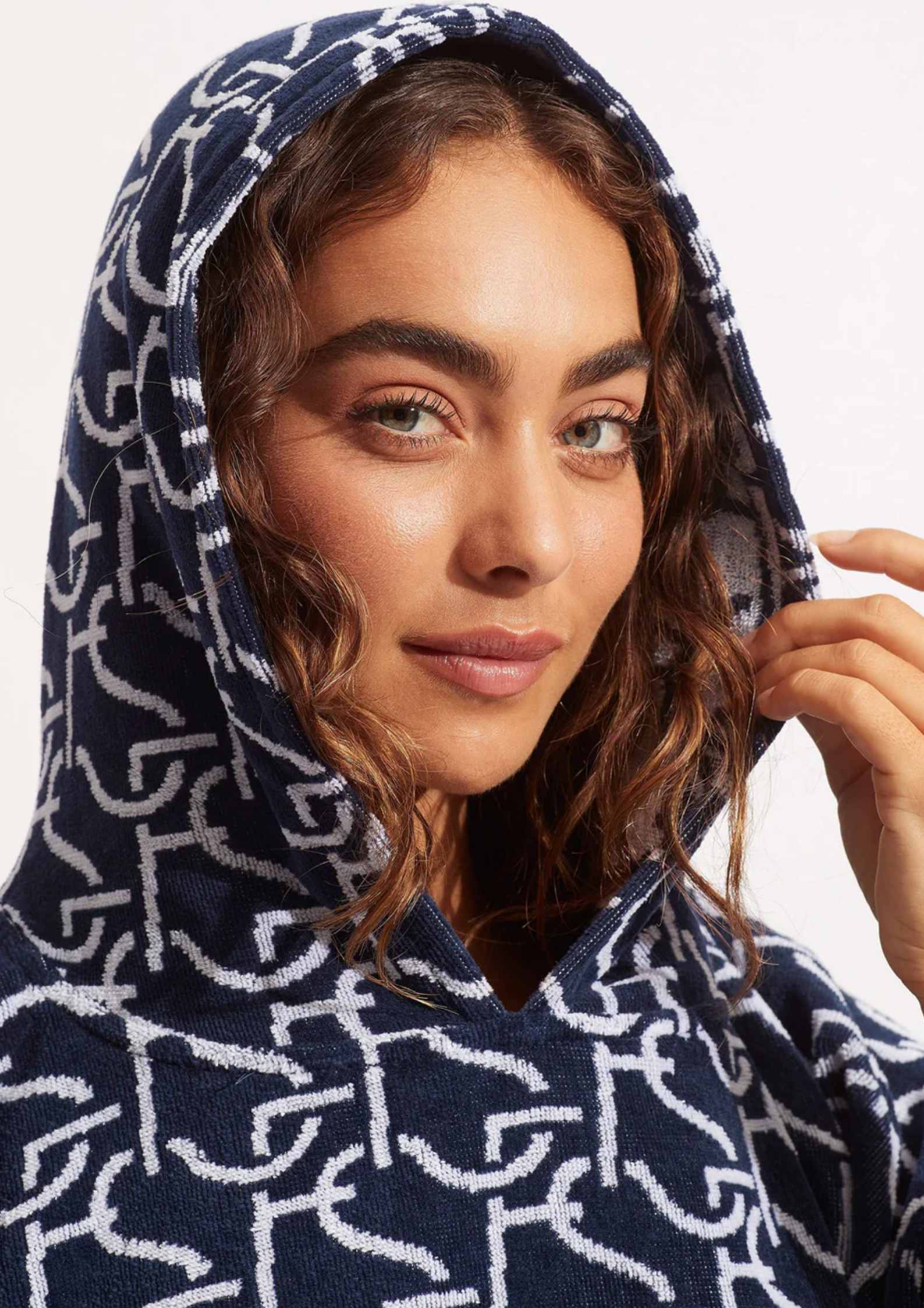 Seafolly SF Monogram Towel Poncho - True Navy