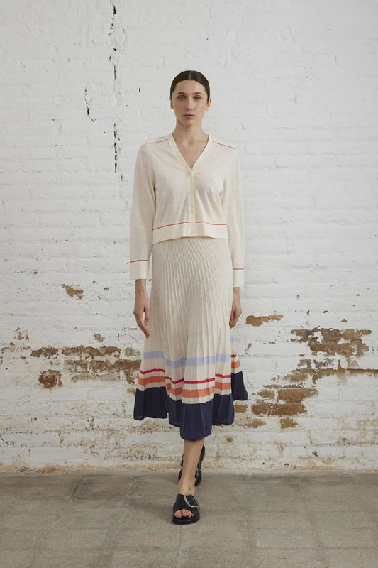 Sita Murt Short Knitted Cardigan with Contrast Stitching
