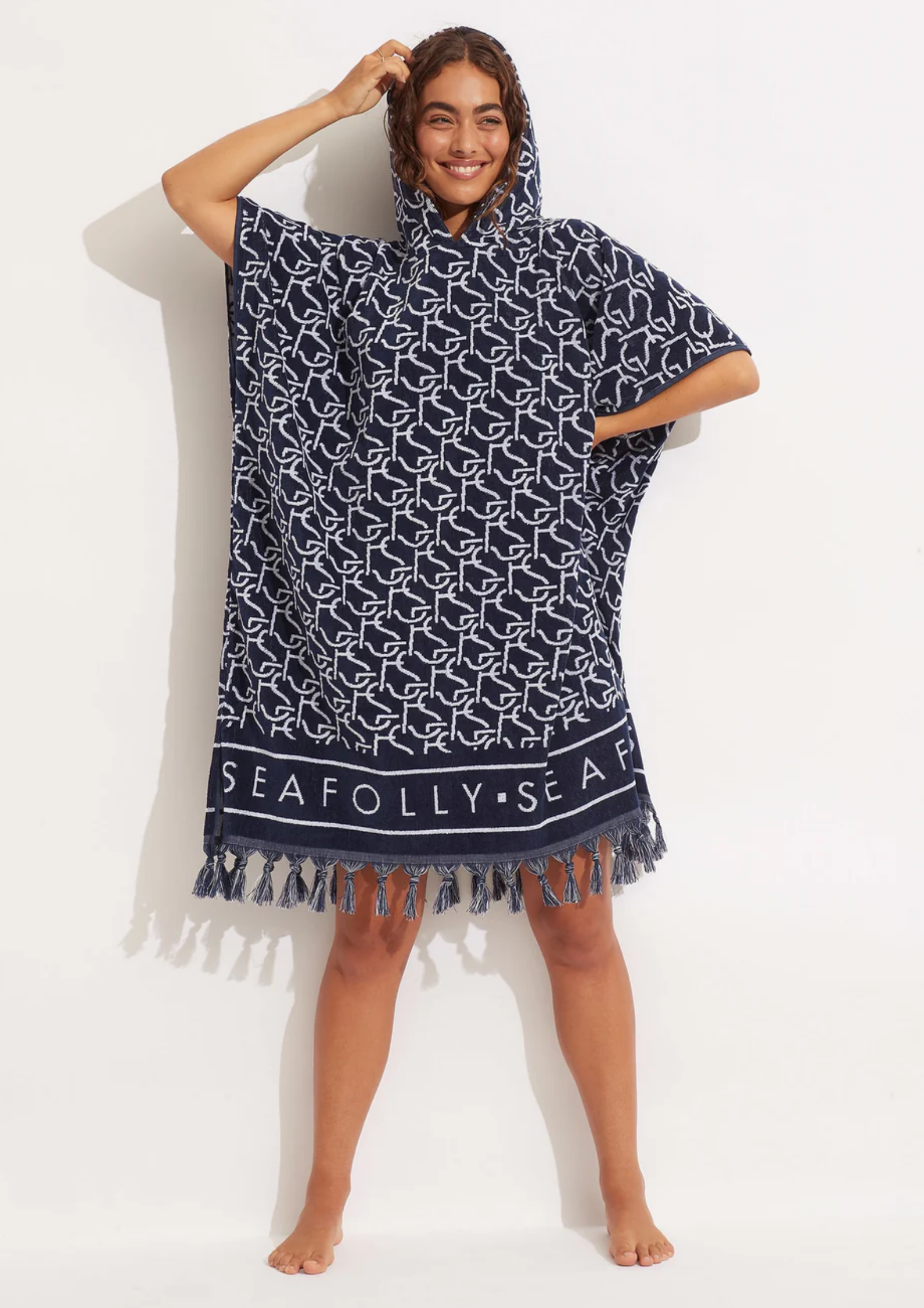 Seafolly SF Monogram Towel Poncho - True Navy