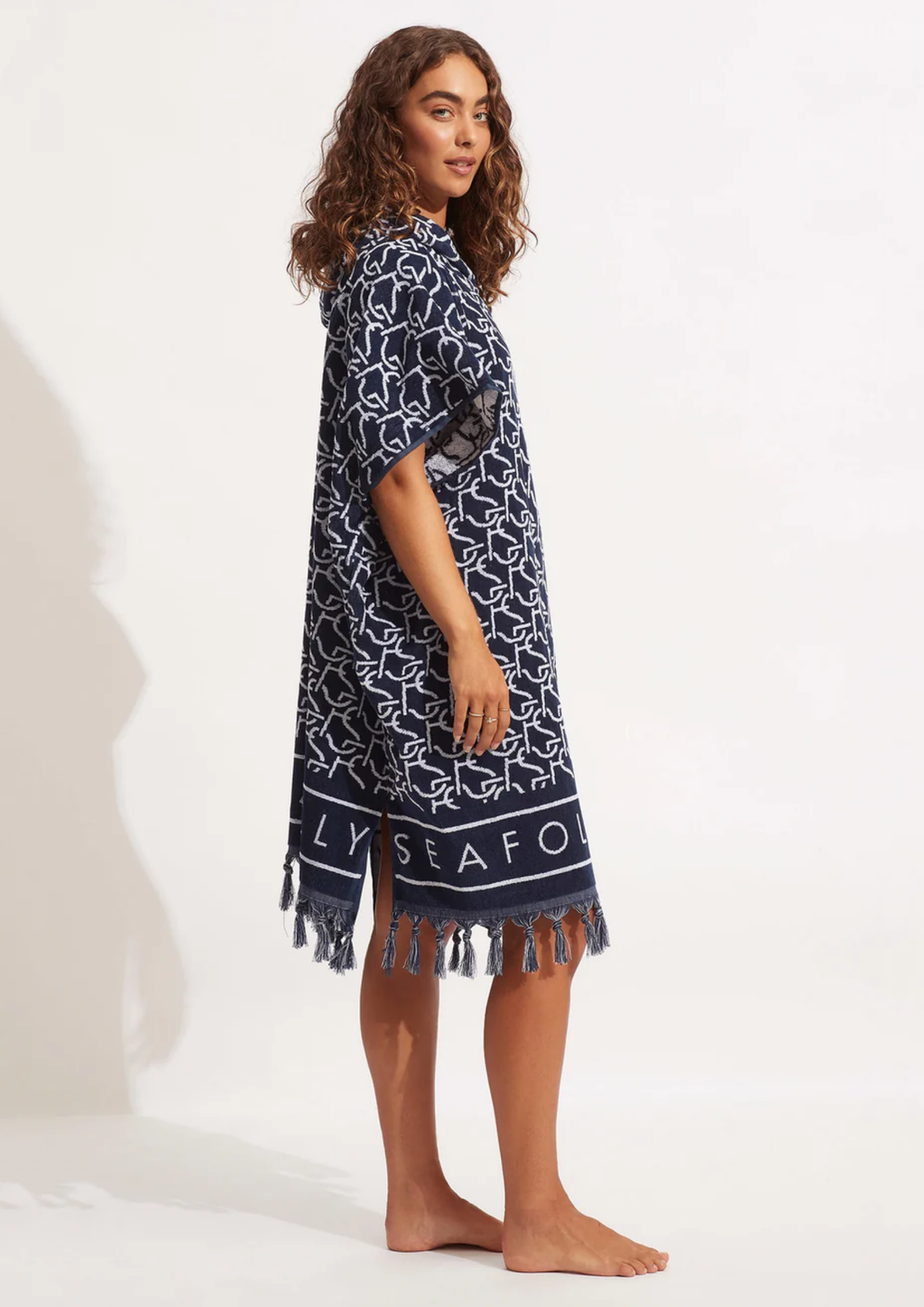 Seafolly SF Monogram Towel Poncho - True Navy