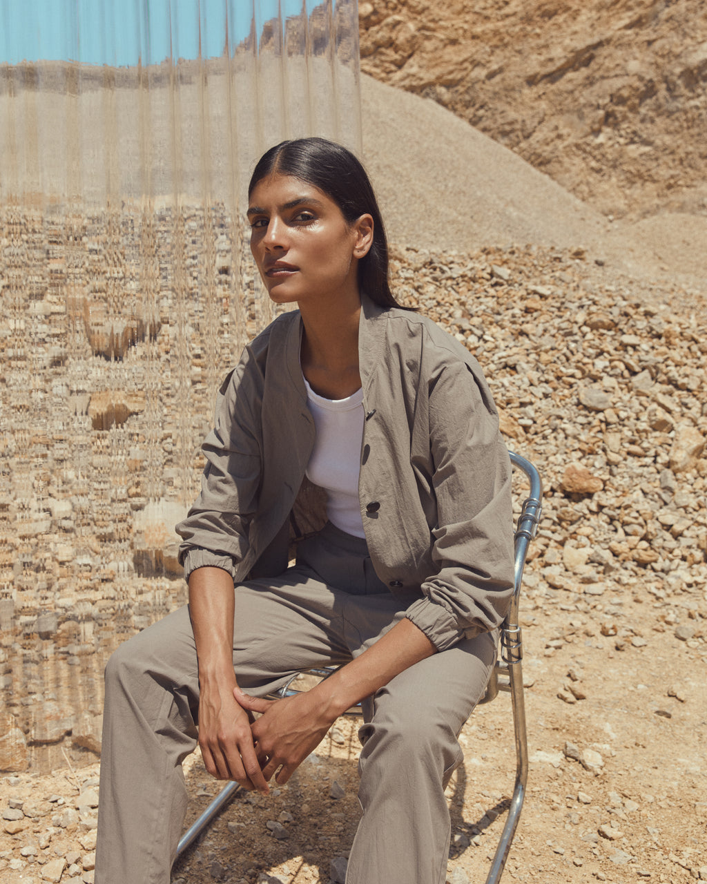 Andam Cropped Khaki Jacket