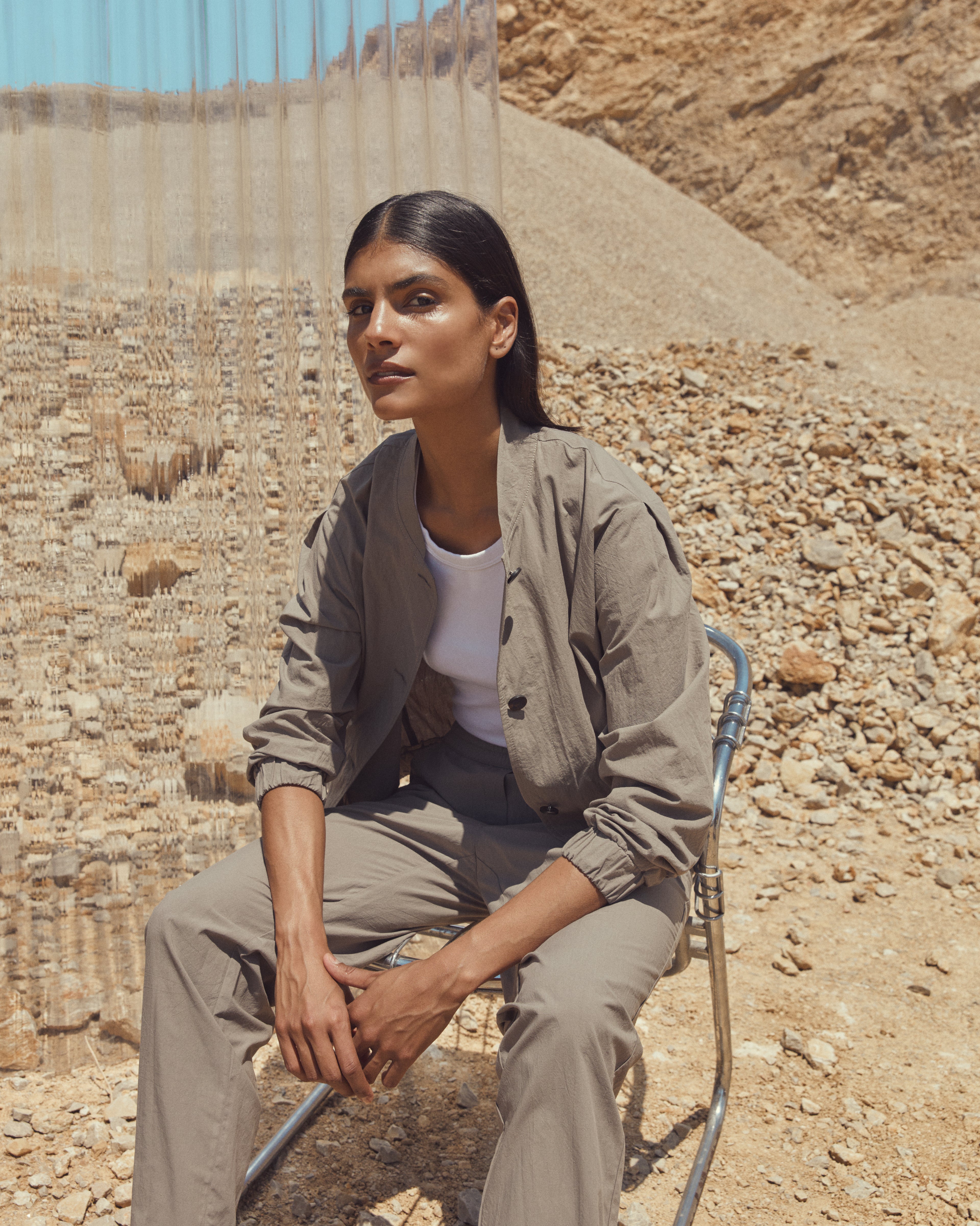 Andam Cropped Khaki Jacket