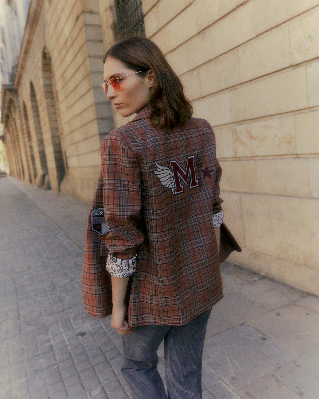 Andam Checked Print Blazer