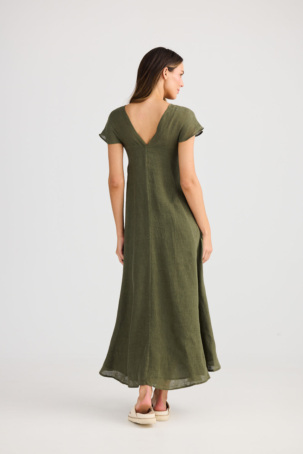 Holiday Sail Away Dress - Olive, White