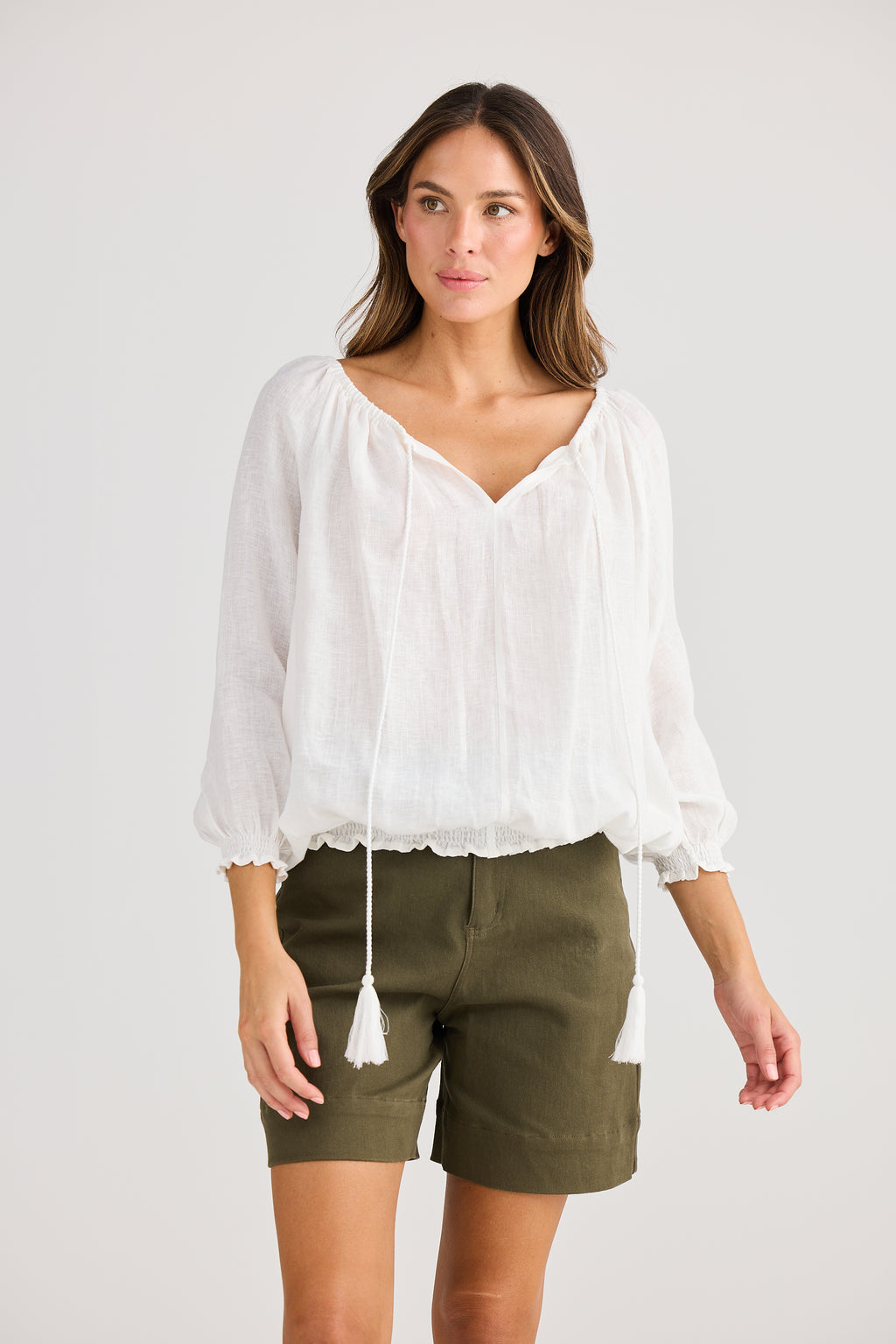 Holiday Seaside Top - Olive, Red, White