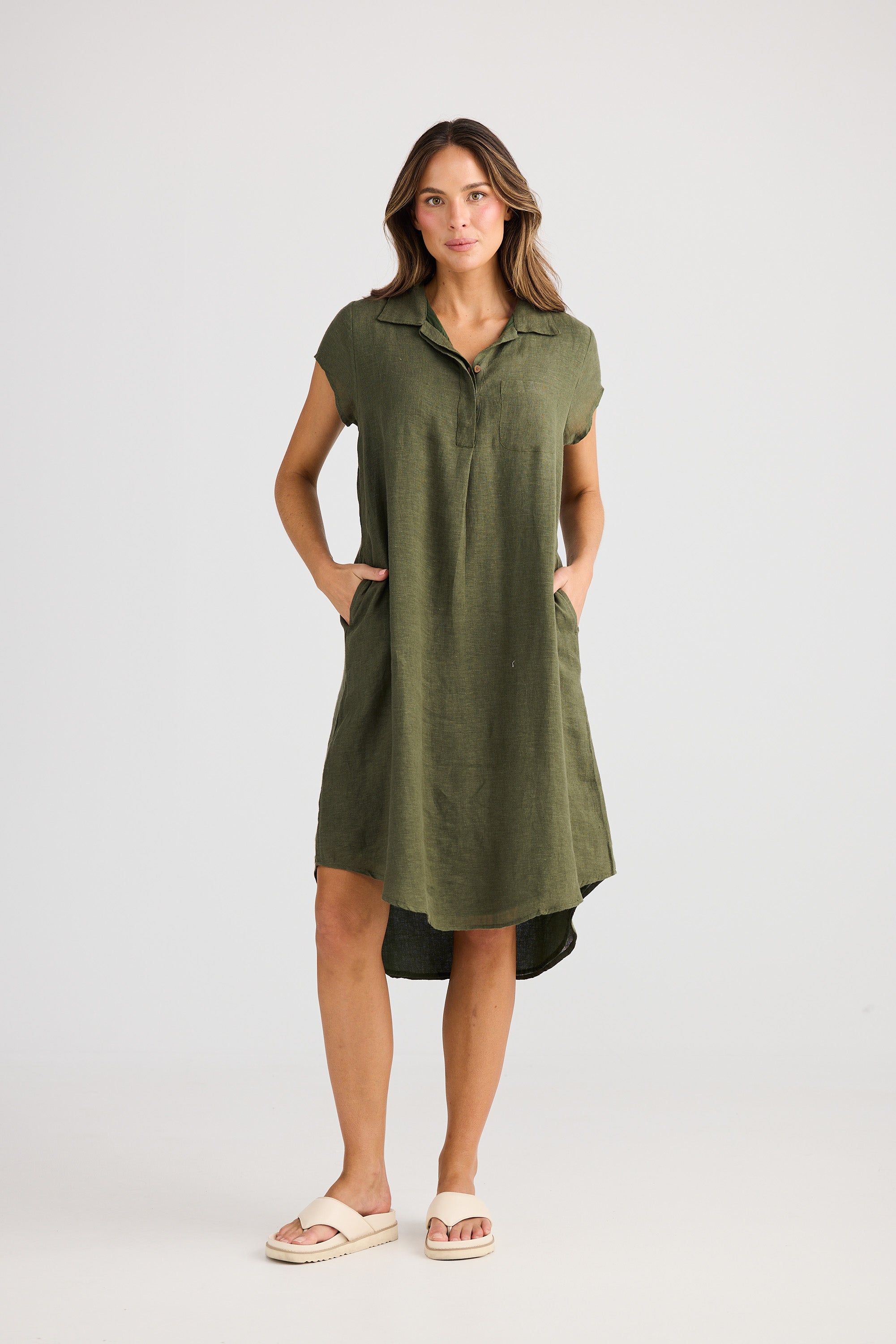 Holiday Ahoy Tunic Dress - Olive, White, Red