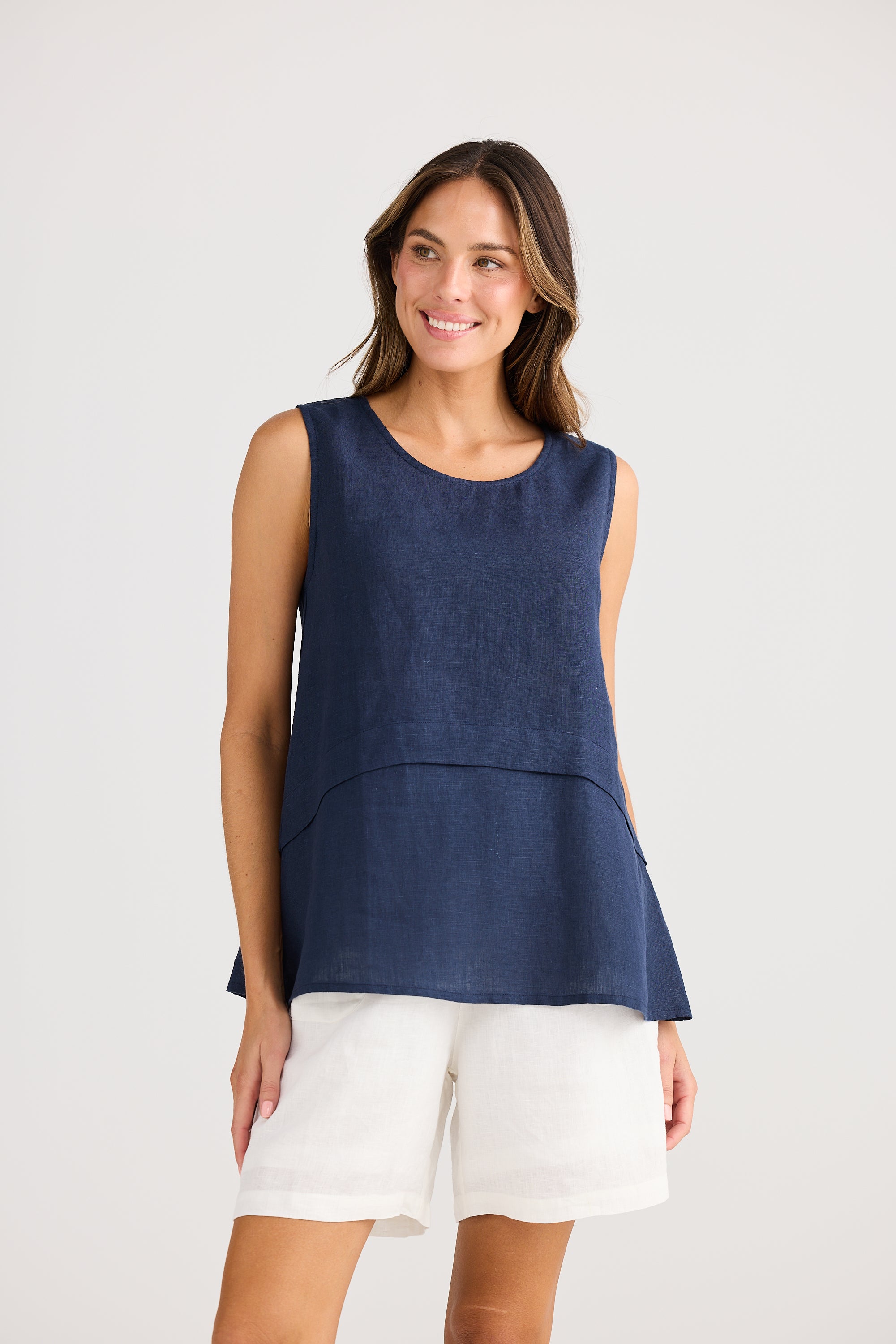 Holiday St Tropez Tank Top - Navy, White