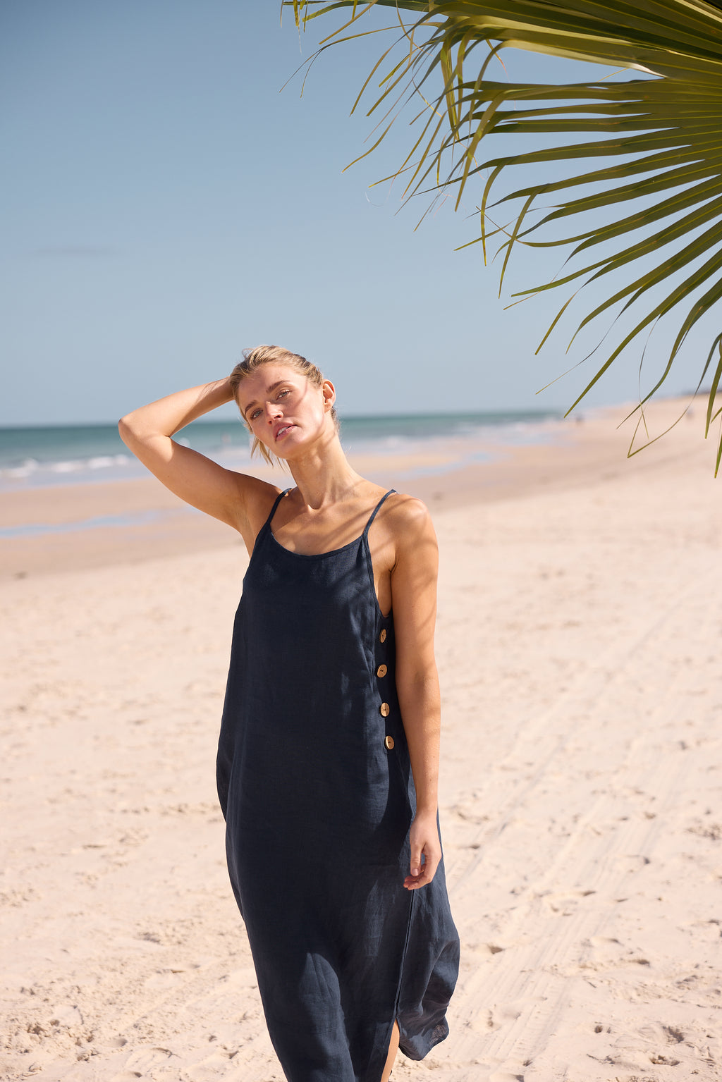 Holiday Cliffside Maxi Dress - Navy, White