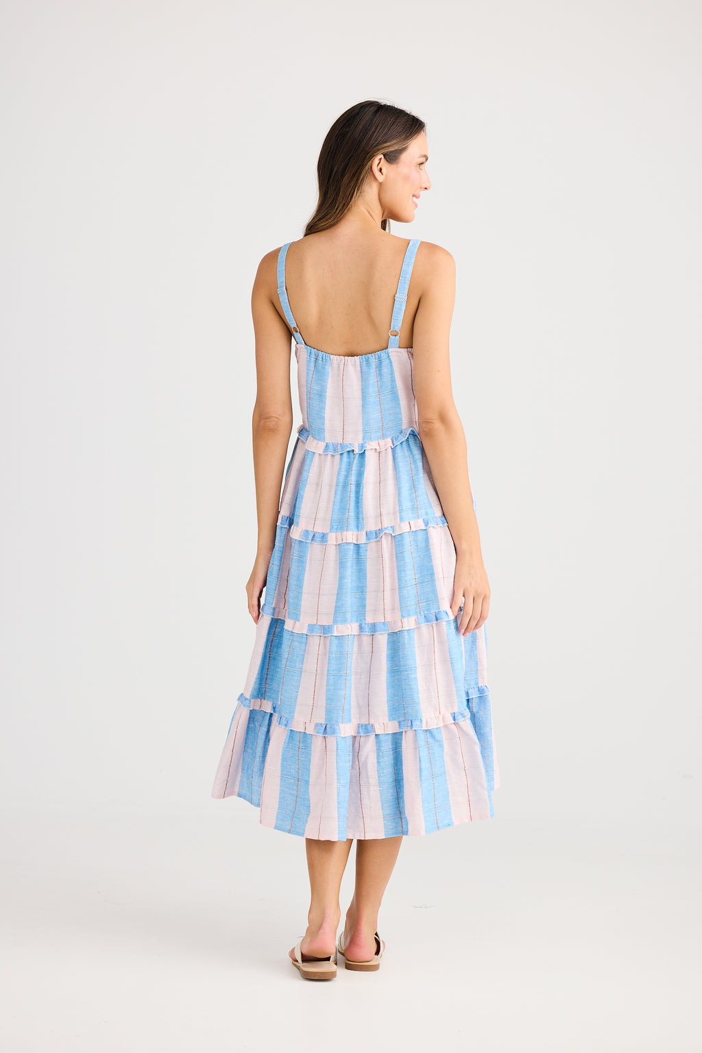 Holiday Alita Dress Blue Multi Stripe
