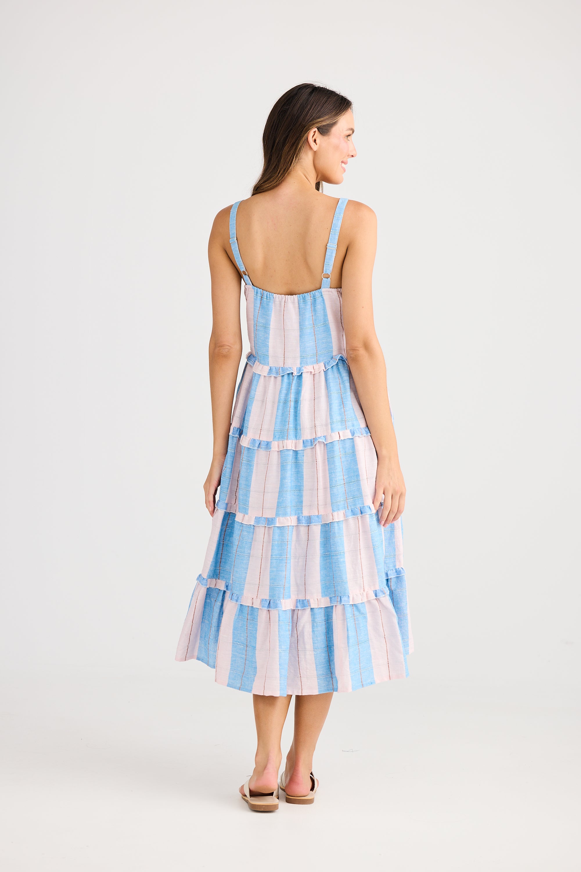 Holiday Alita Dress Blue Multi Stripe