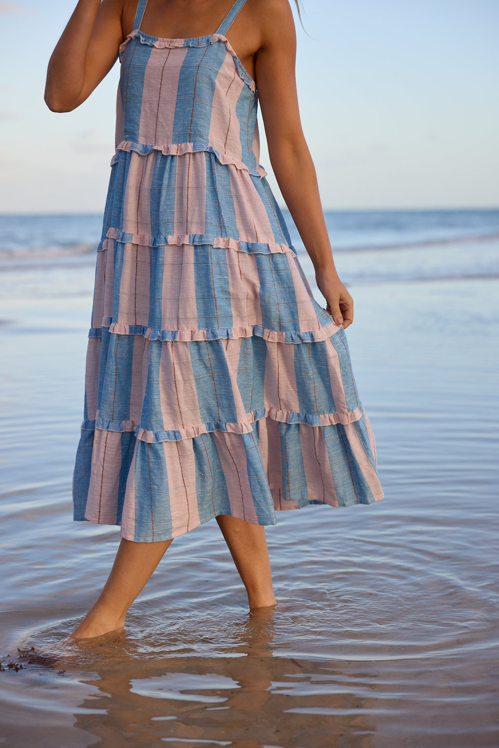 Holiday Alita Dress Blue Multi Stripe