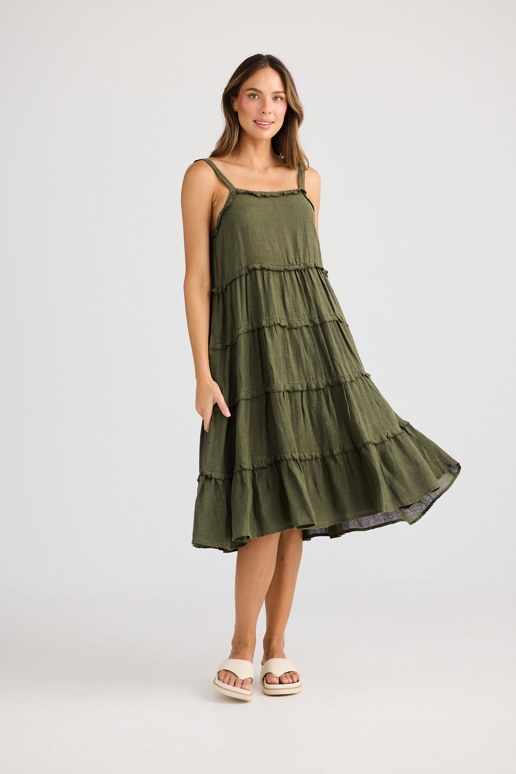 Holiday Alita Dress - Olive, Red, White