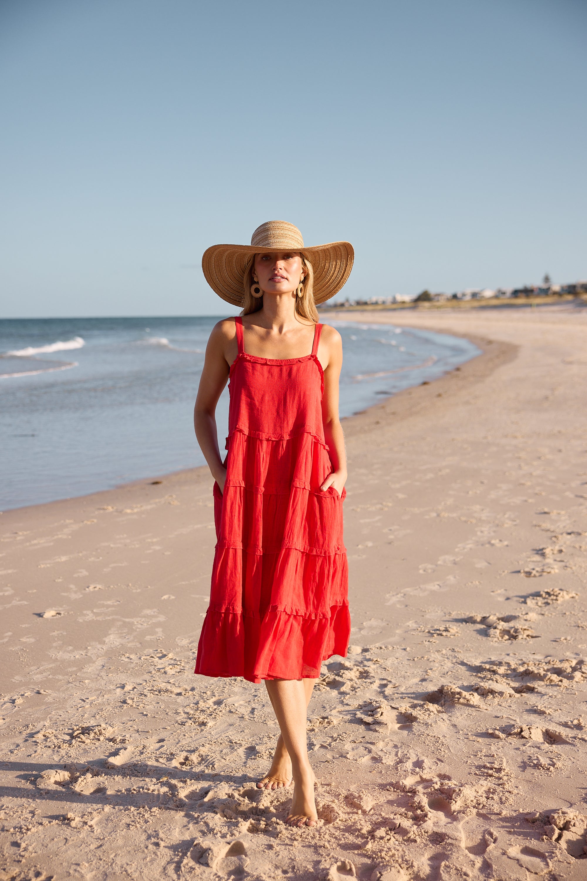 Holiday Alita Dress - Olive, Red, White