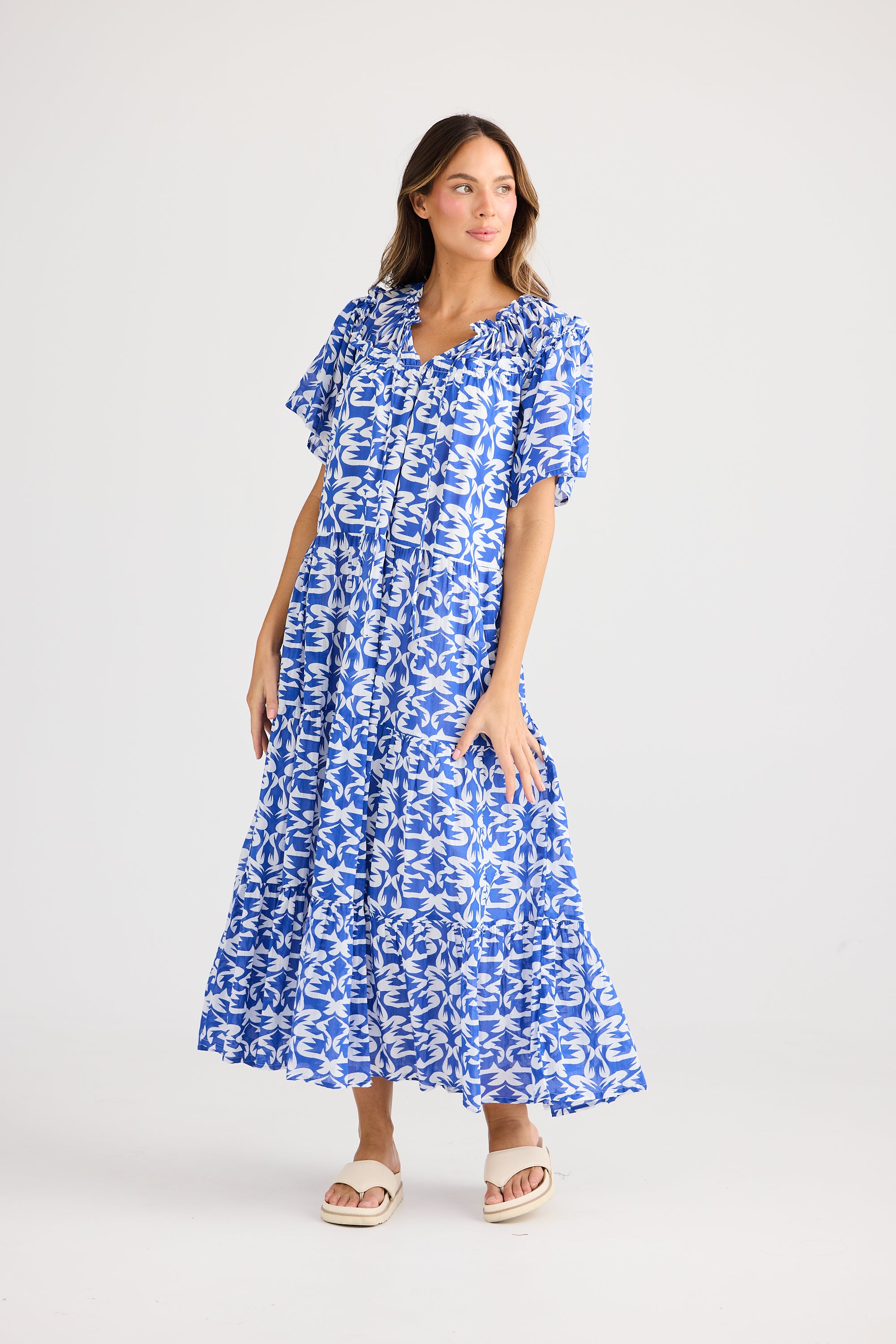 Holiday Soliel Midi Dress Tile Print