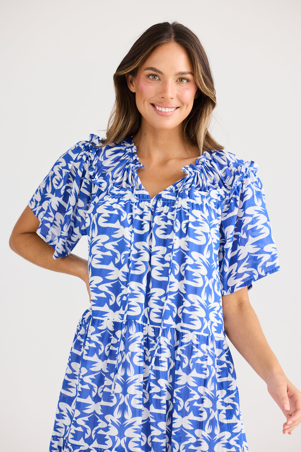 Holiday Soliel Midi Dress Tile Print