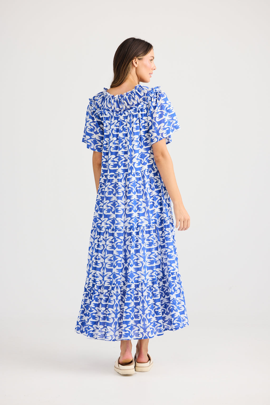 Holiday Soliel Midi Dress Tile Print