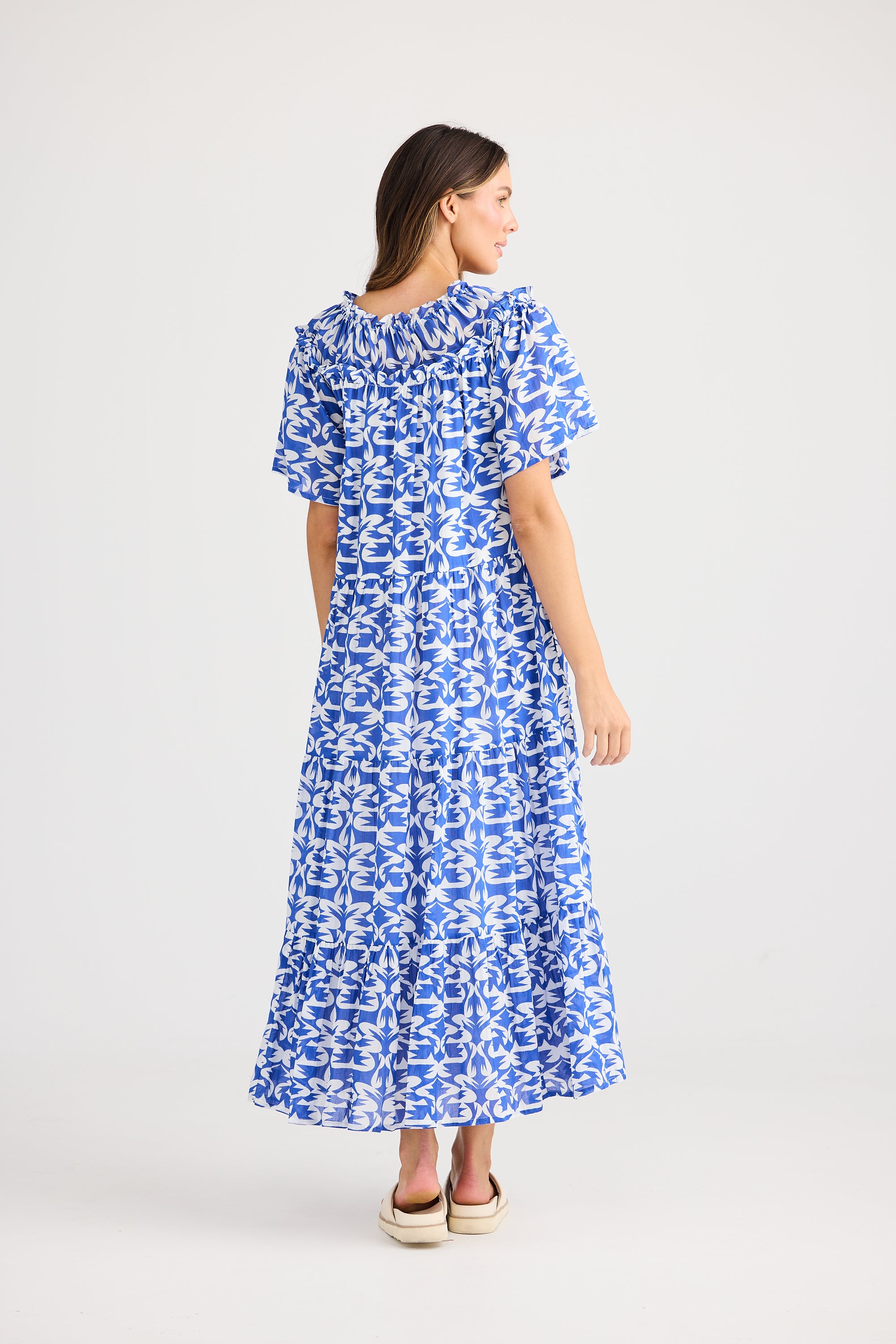Holiday Soliel Midi Dress Tile Print