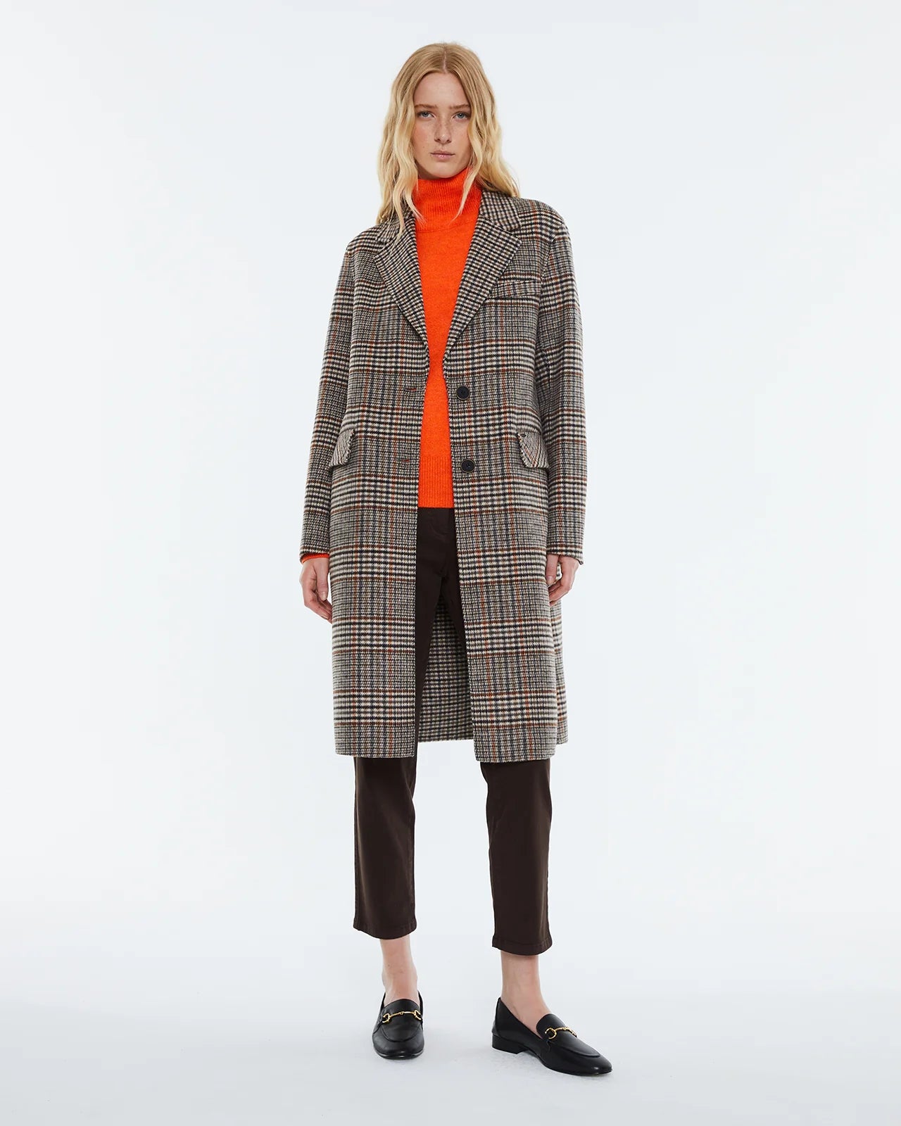 Andam Checked Print Coat
