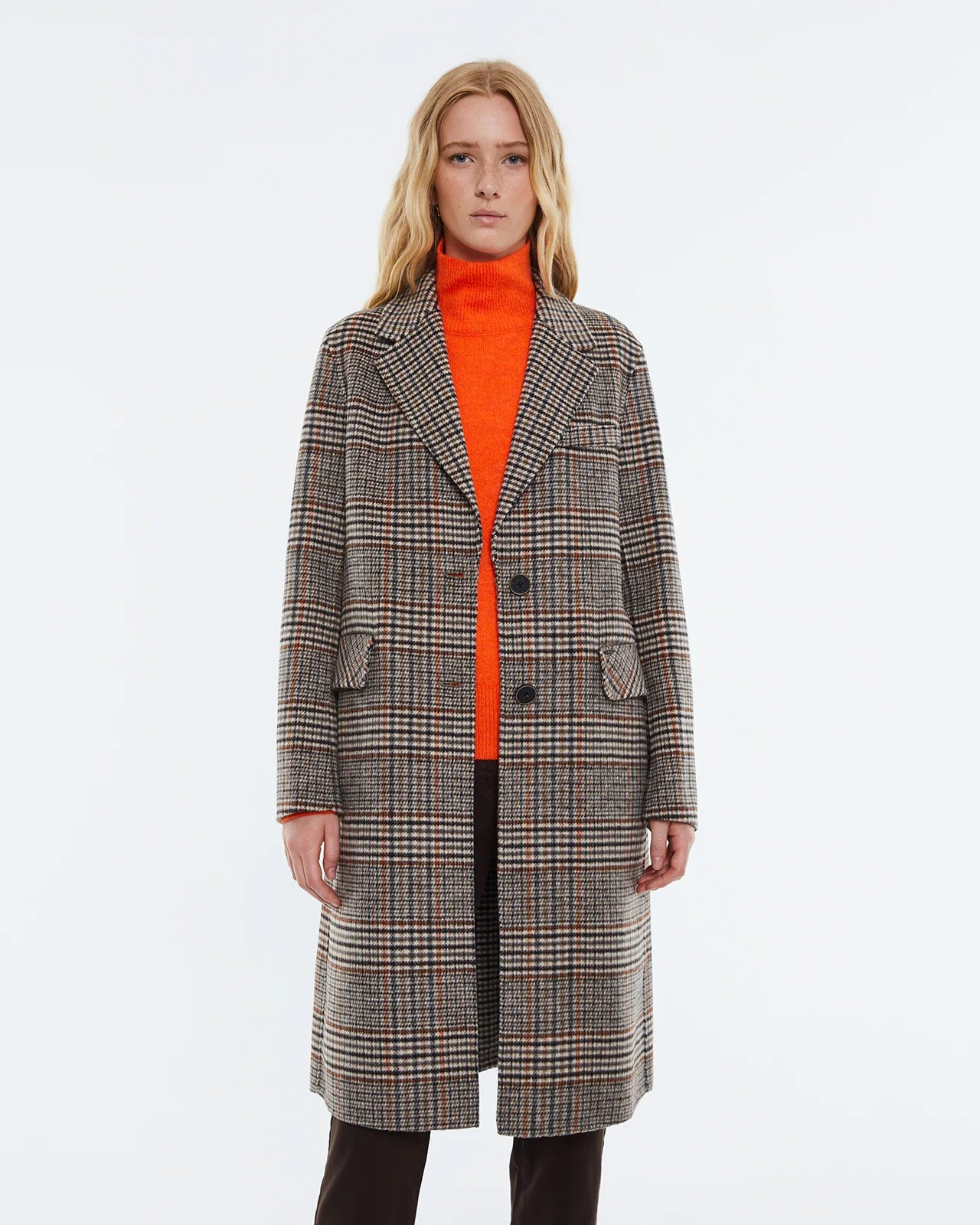 Andam Checked Print Coat