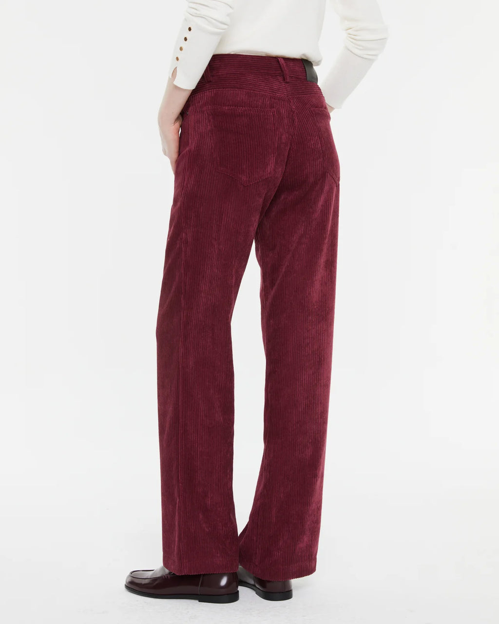 Andam Straight-leg Corduroy Bordeaux coloured Pants