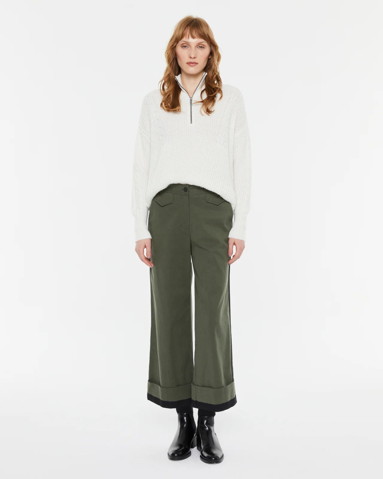 Andam High-waisted, wide-leg Ankle Pants