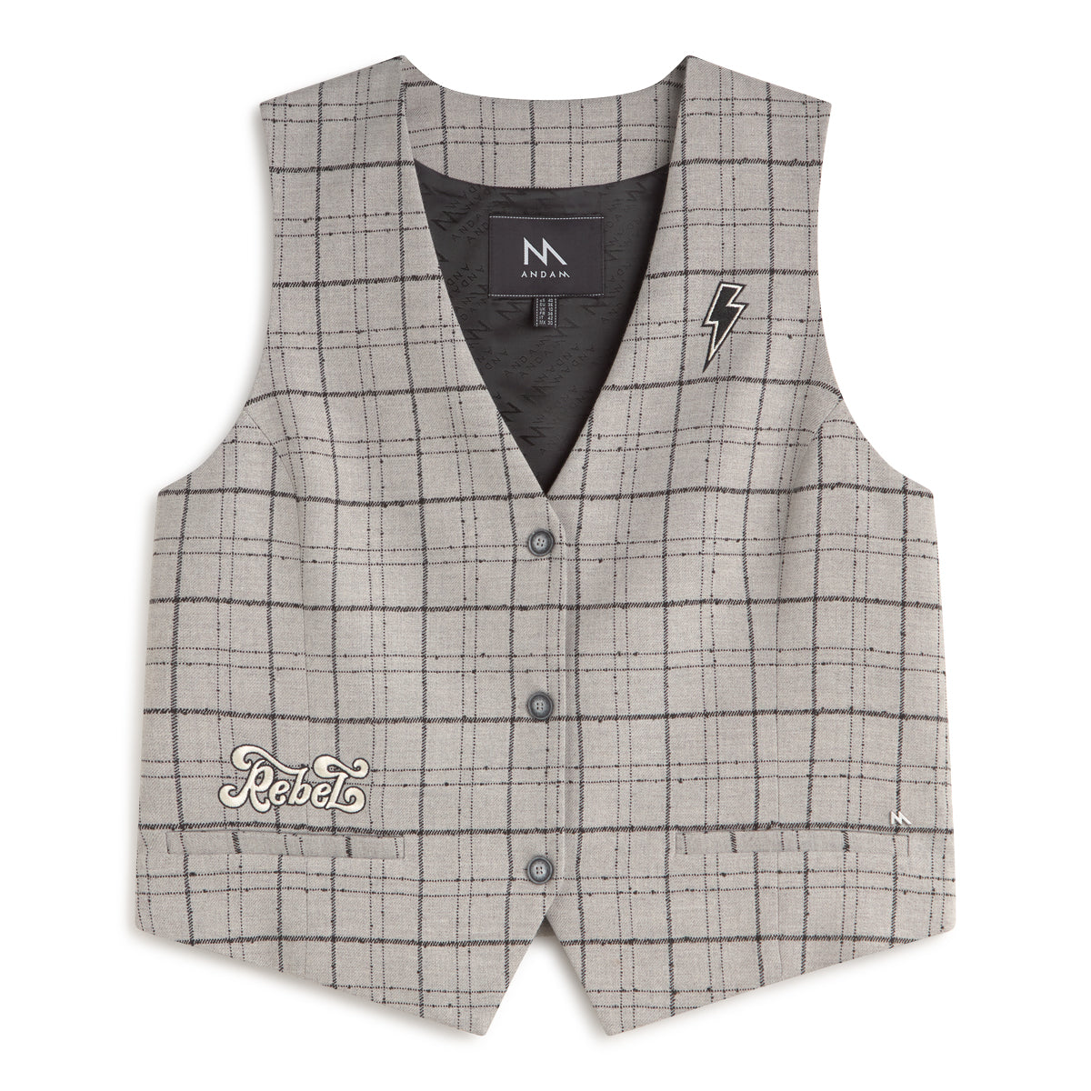 Andam Checkered Grey Vest