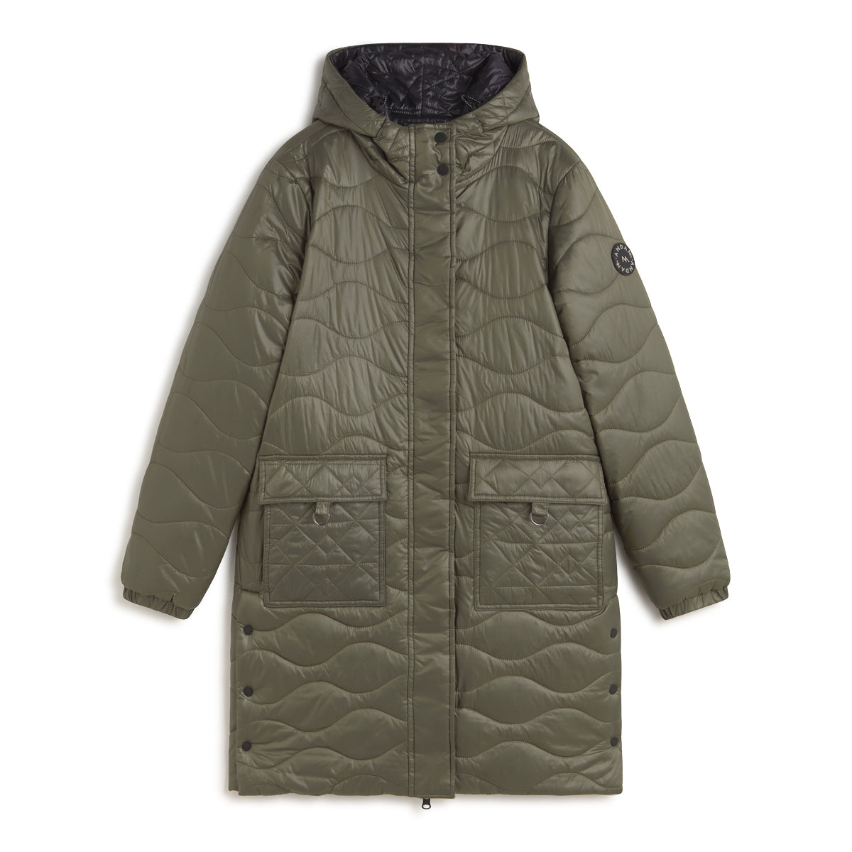 Andam Khaki reversible Parka with Hood
