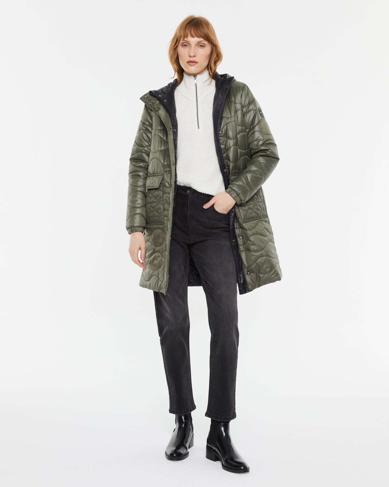 Andam Khaki reversible Parka with Hood