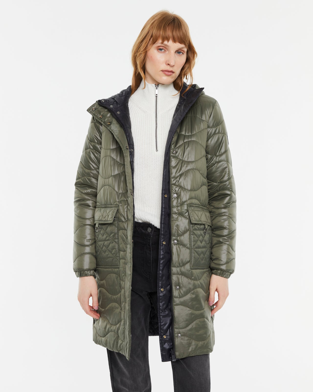 Andam Khaki reversible Parka with Hood