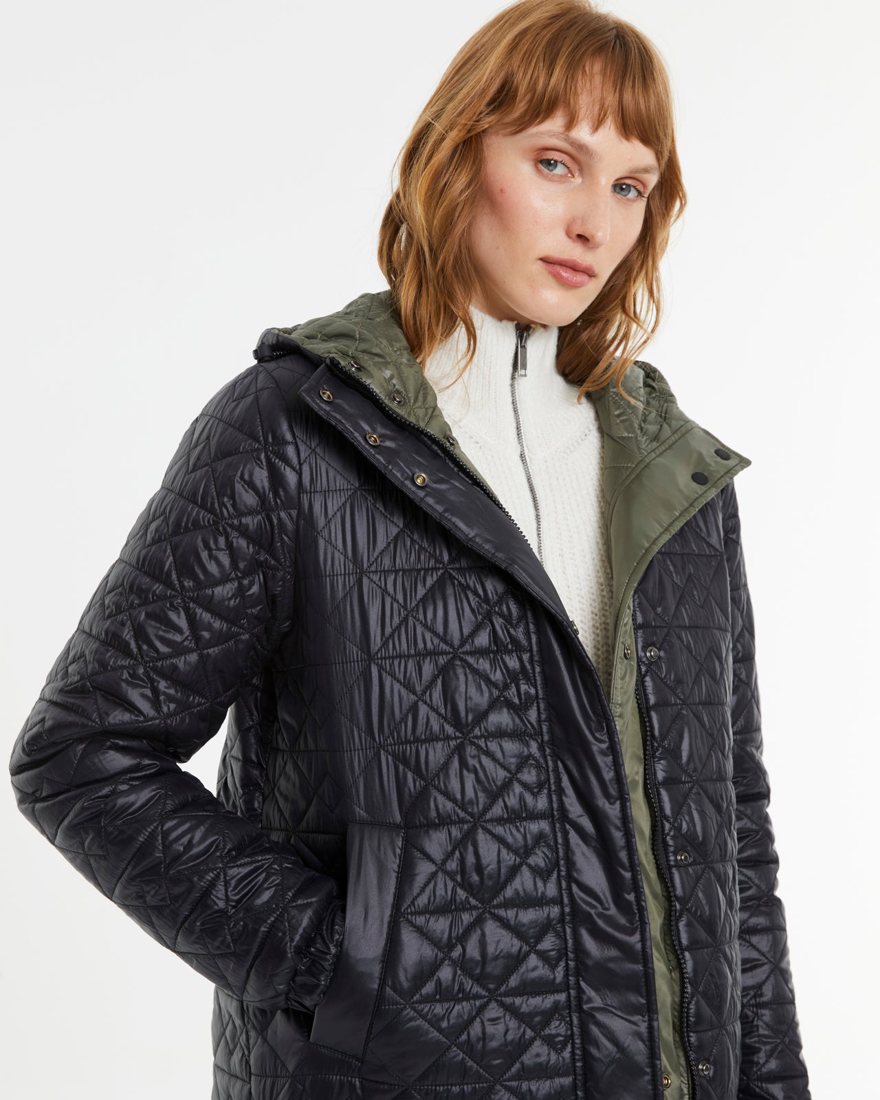 Andam Khaki reversible Parka with Hood