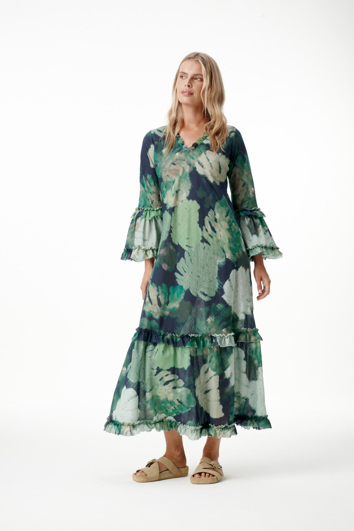 One Season Monstera Night Long Indi Dress