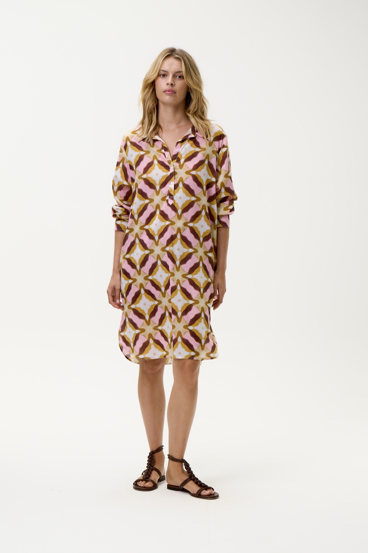 One Season Middy Gilli-Tobago-Cotton-Pink Ikat