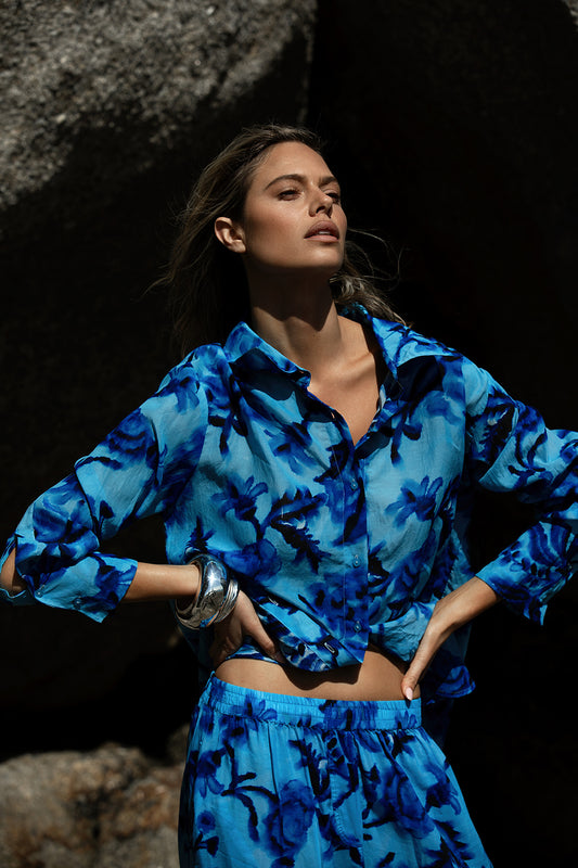 One Season Claudia Shirt-Milos-Sushi Voile-Blue