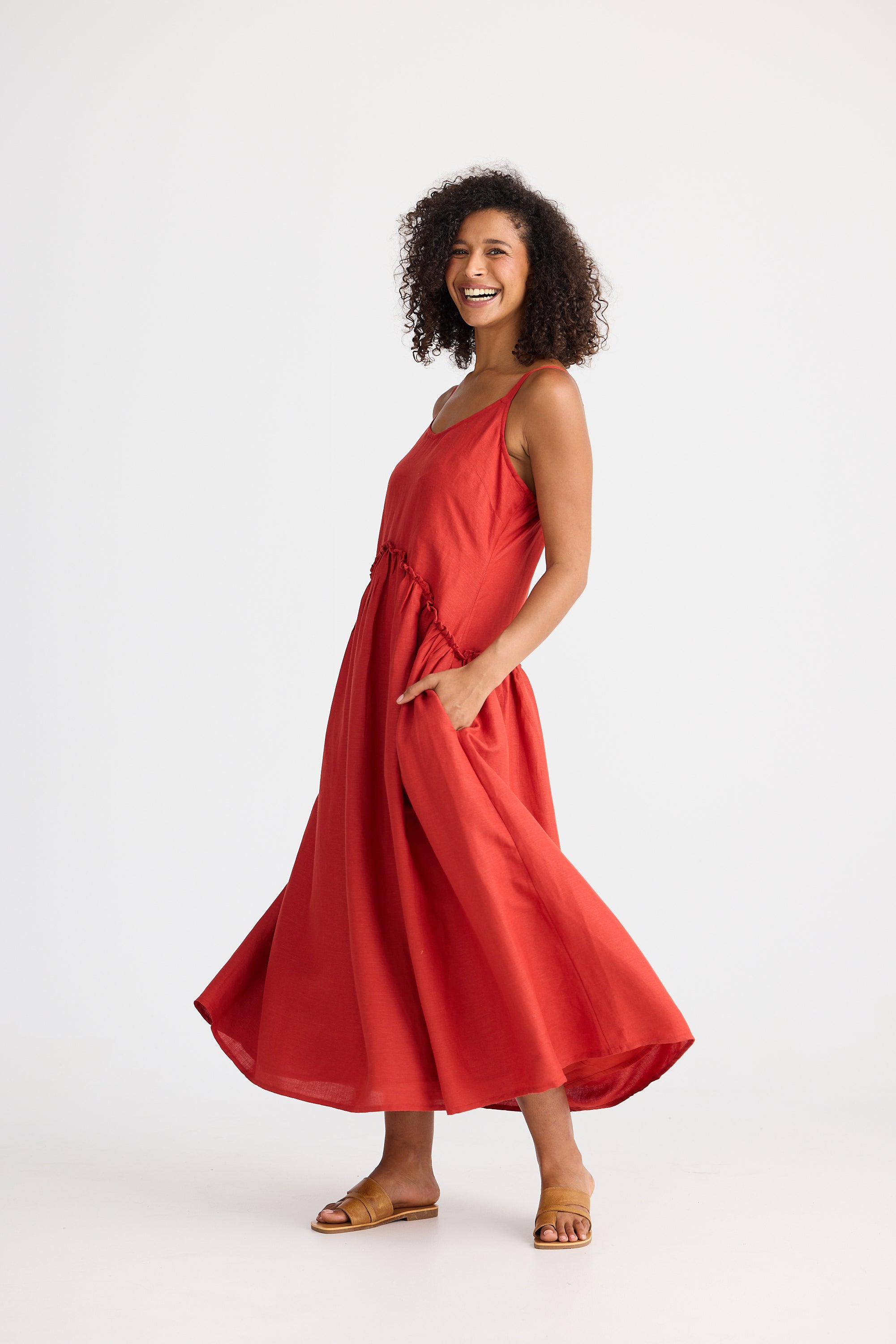 Shanty Limone  Dress - Cherry Linen Blend