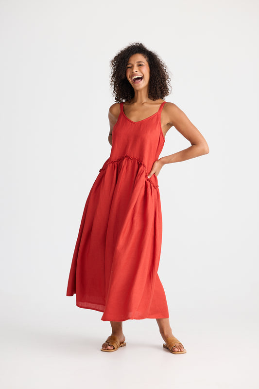 Shanty Limone  Dress - Cherry Linen Blend