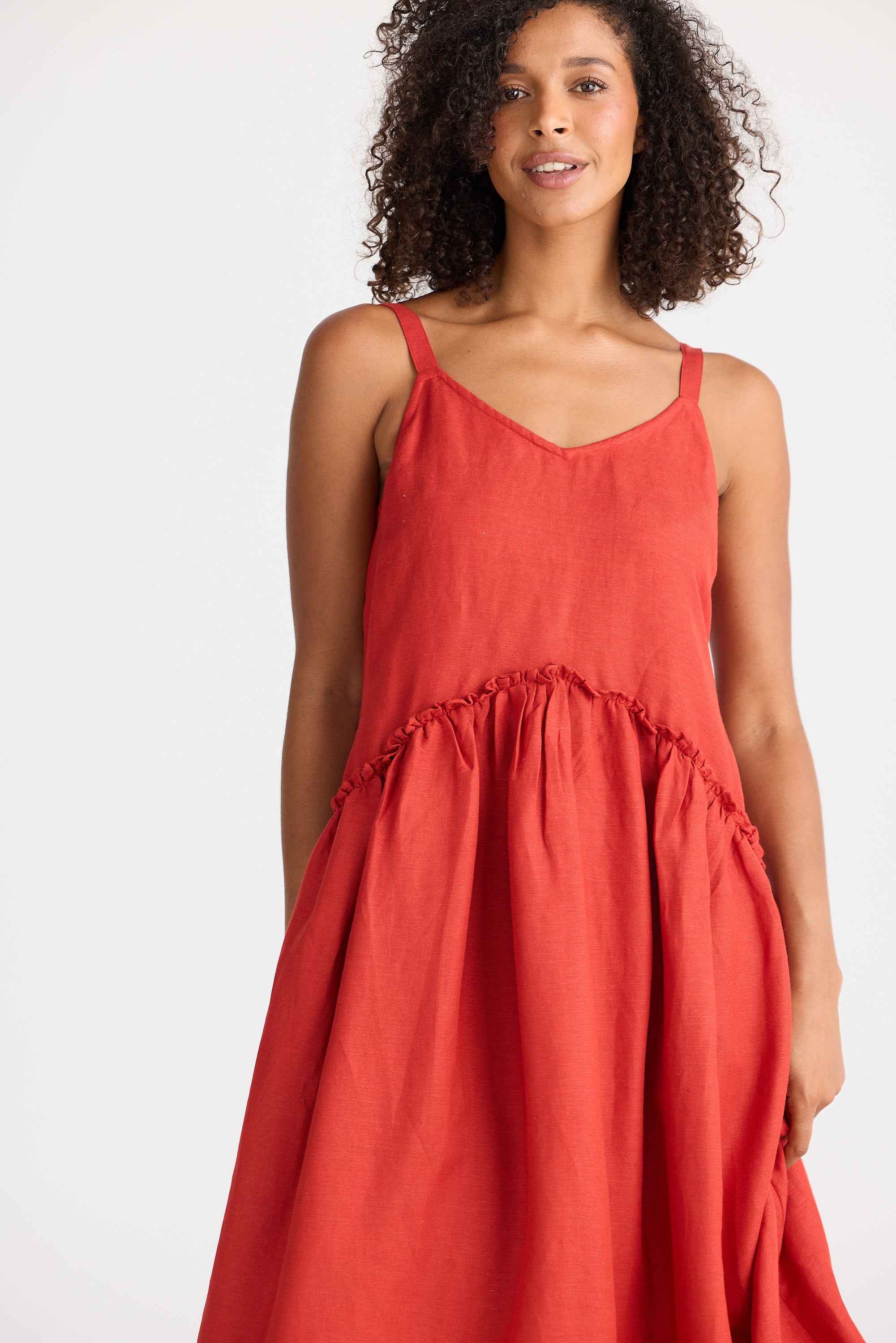 Shanty Limone  Dress - Cherry Linen Blend