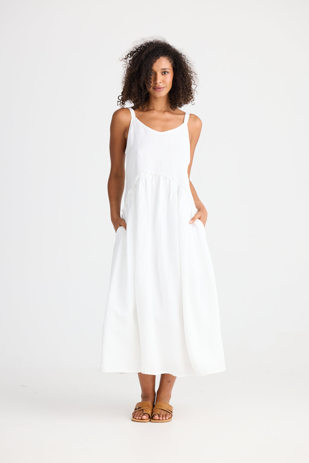 Shanty Limone Dress - White Linen Blend