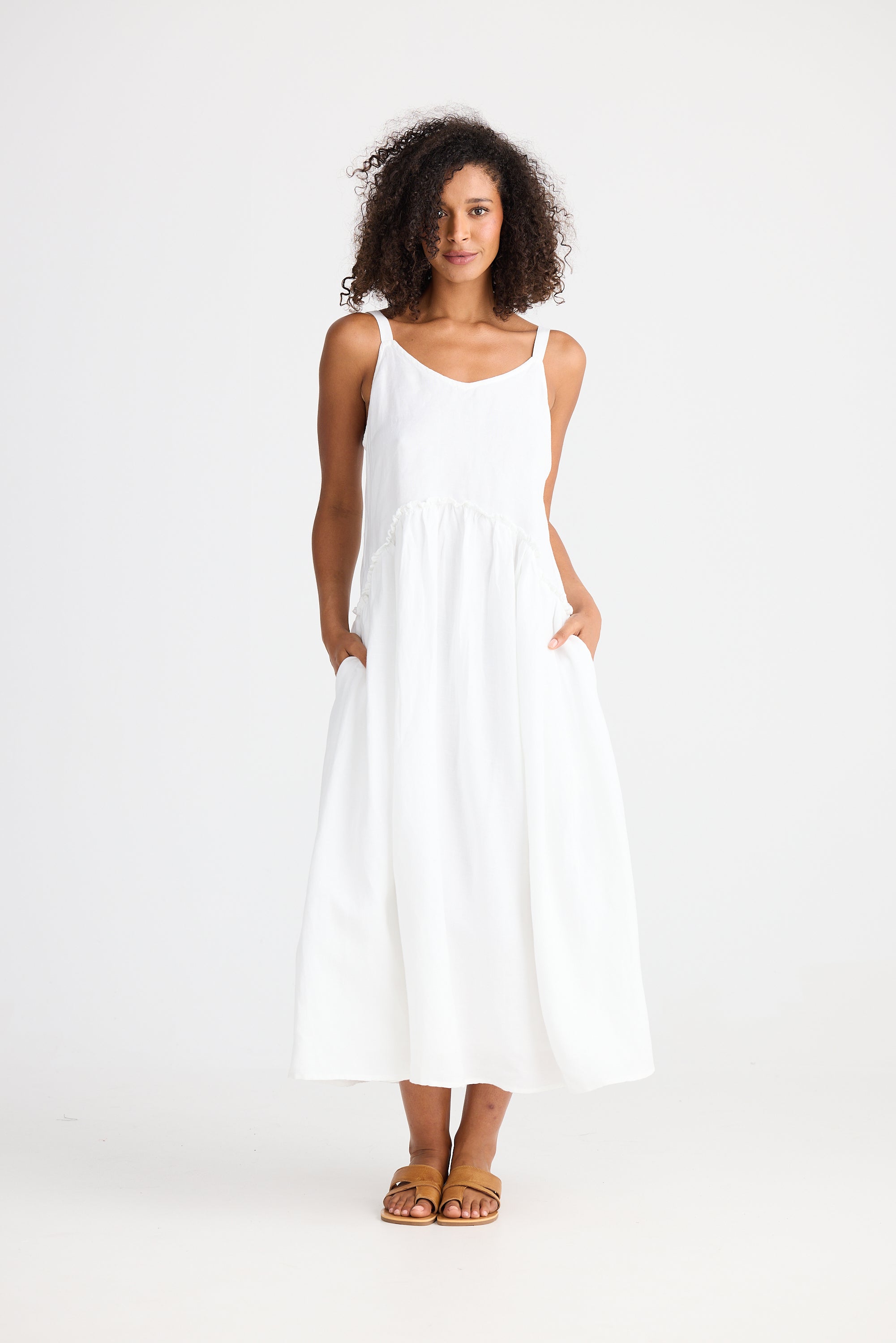 Shanty Limone Dress - White Linen Blend