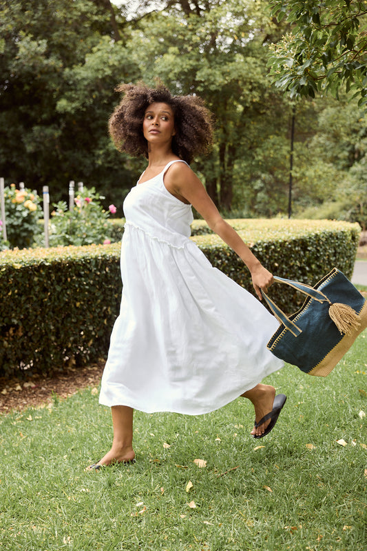 Shanty Limone Dress - White Linen Blend