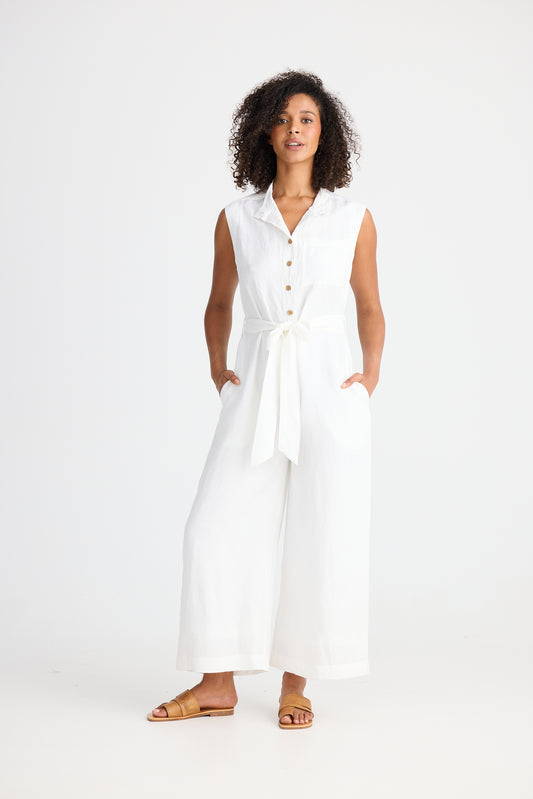 Shanty  Isola Jumpsuit - White Linen Blend
