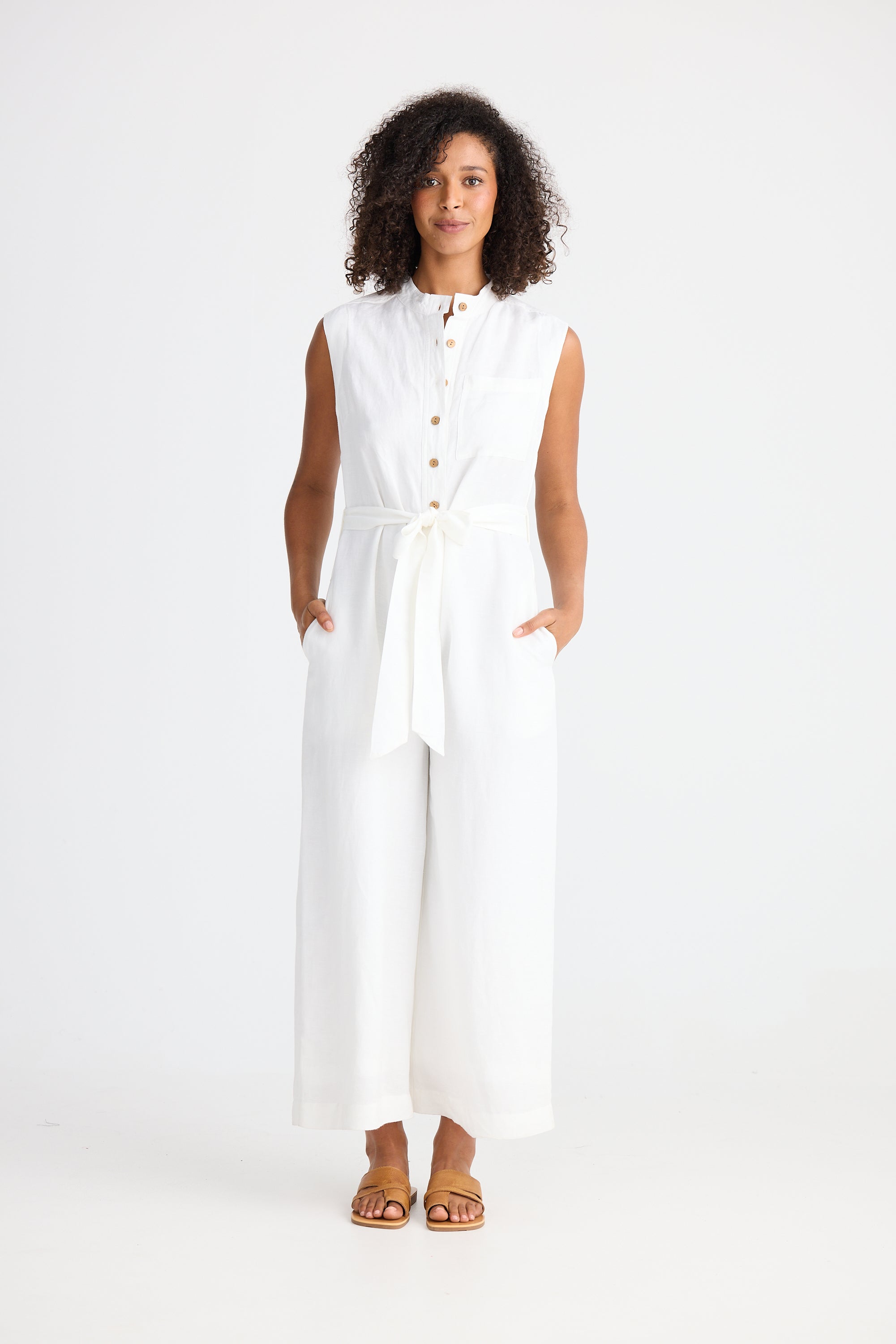 Shanty  Isola Jumpsuit - White Linen Blend